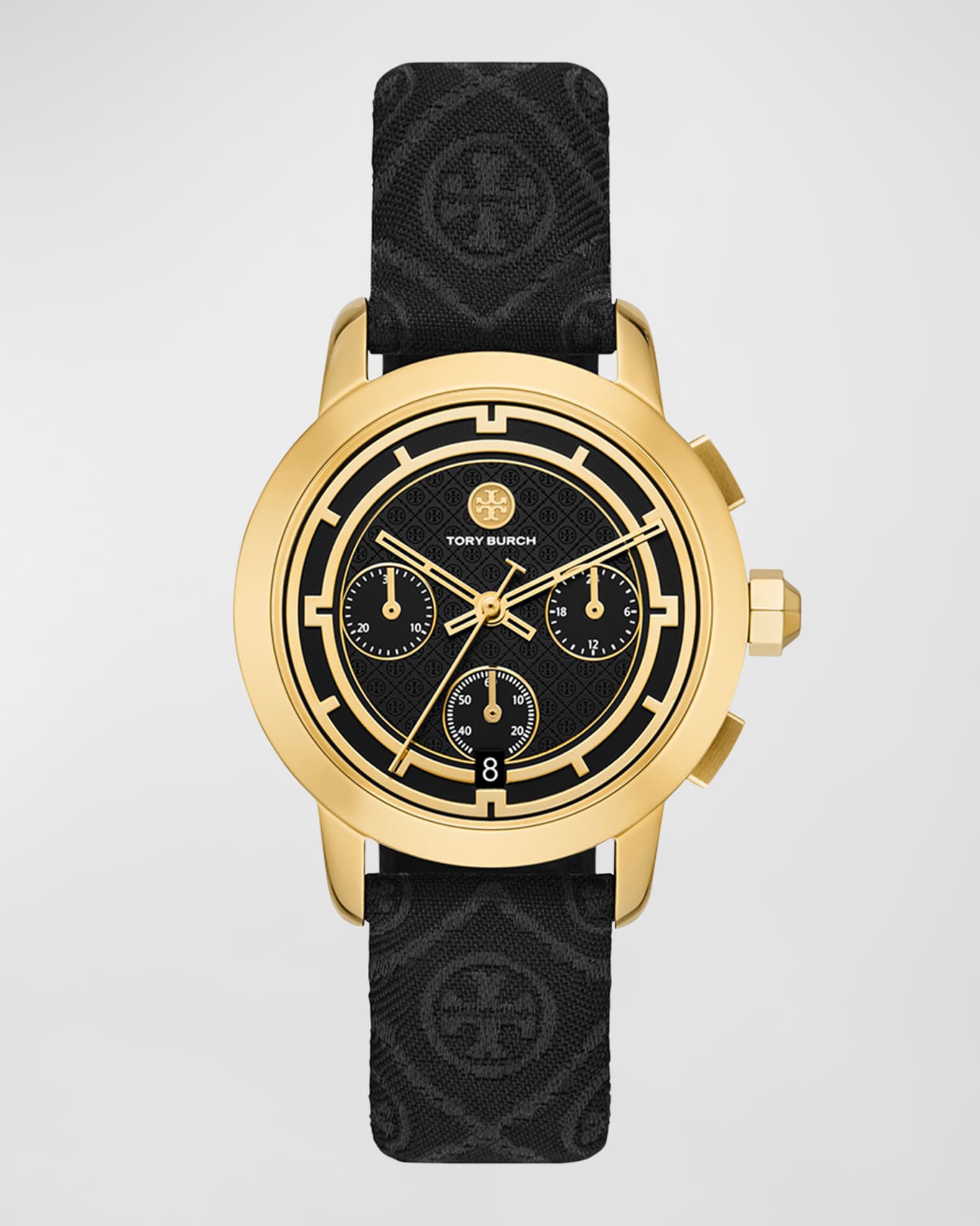 Unisex LV Gold Tone Watch w/Black Face 