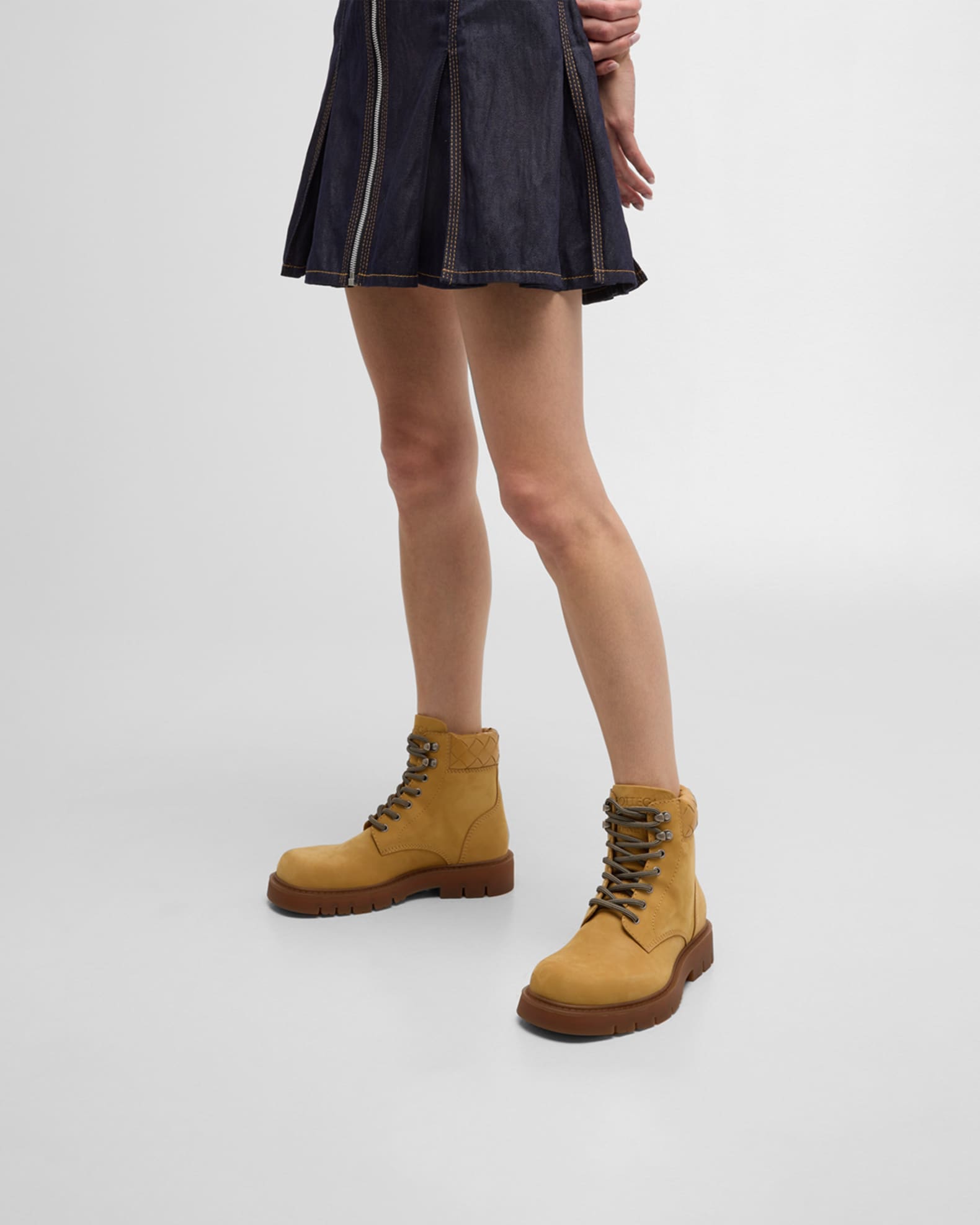 Haddock Nubuck Intrecciato Combat Booties 1