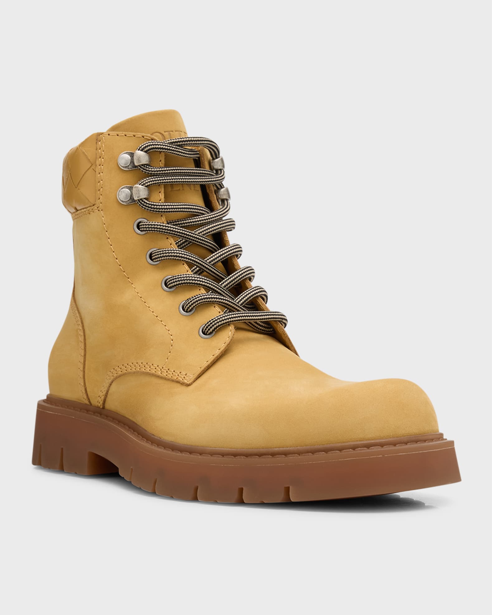 Bottega Veneta Haddock Nubuck Intrecciato Combat Booties | Neiman