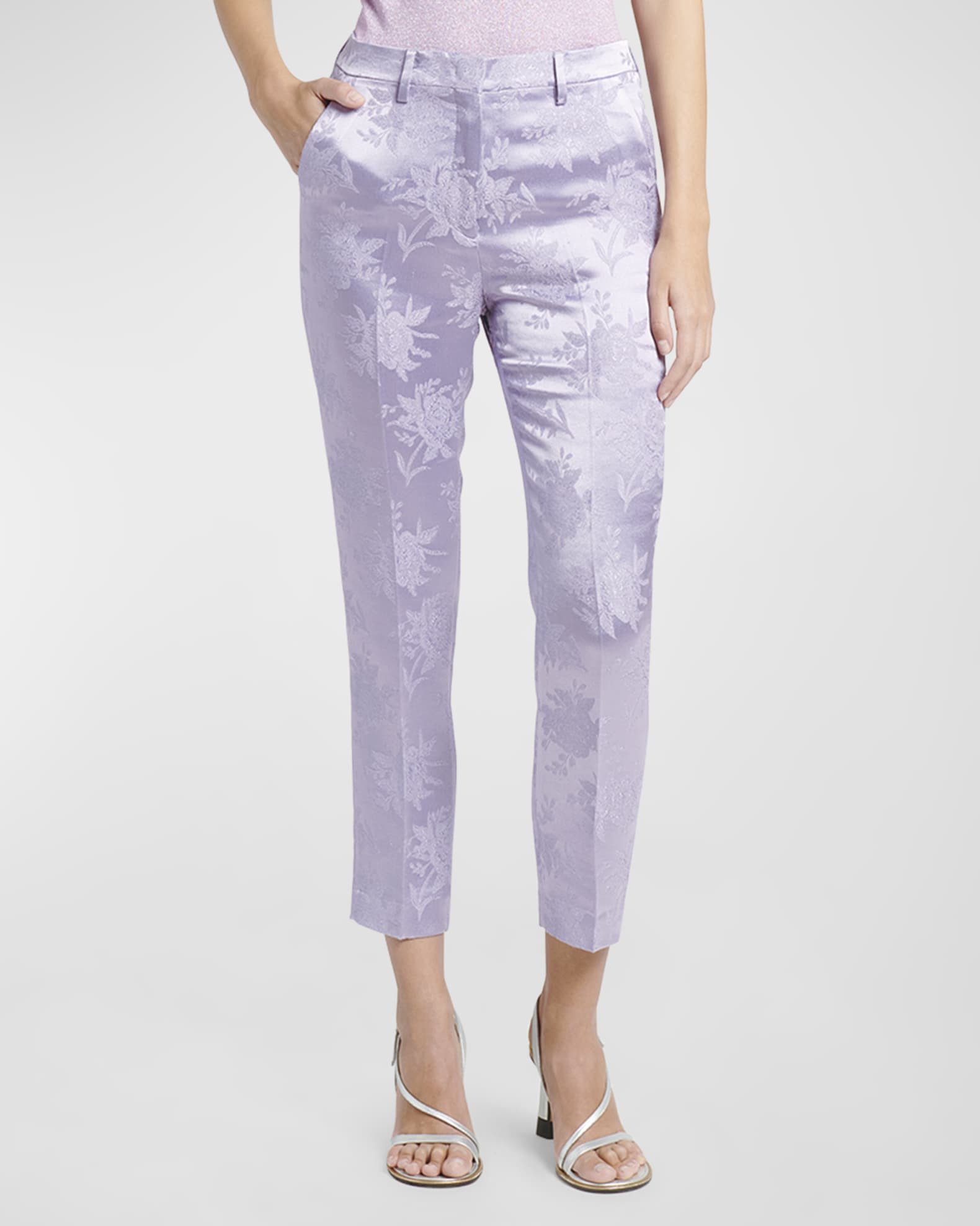 Celine Fleur Leggings, Lavender Women's Teens Floral Stretch Pants