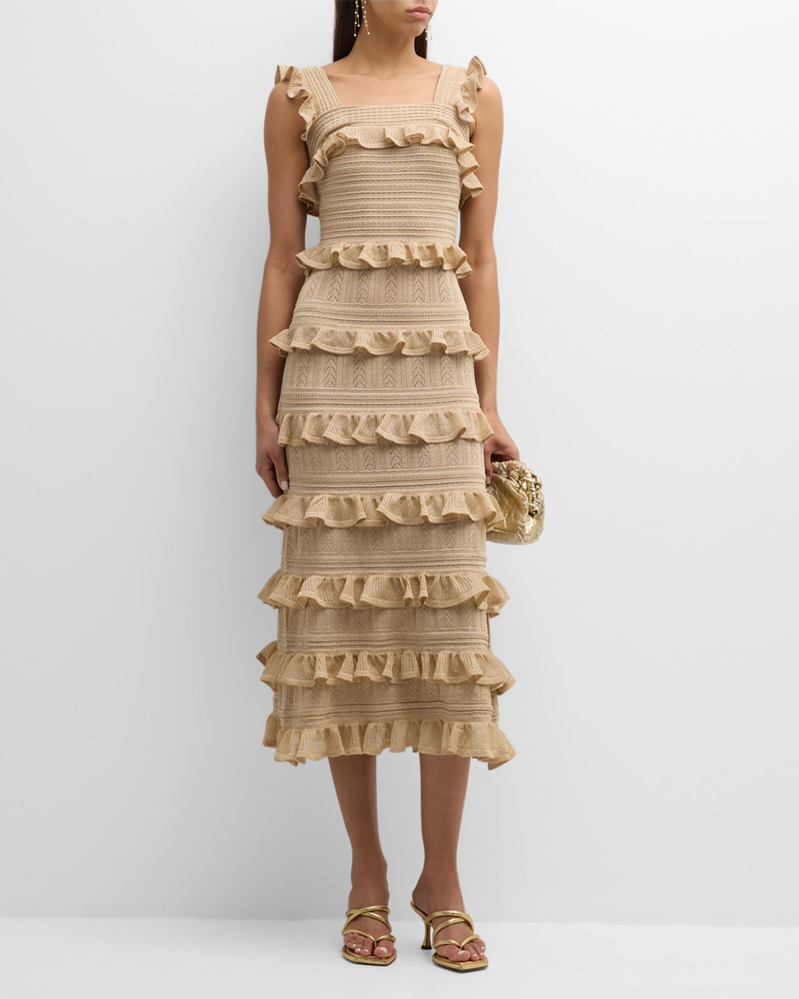 Zimmermann Matchmaker Ruffle Knit Midi Dress | Neiman Marcus