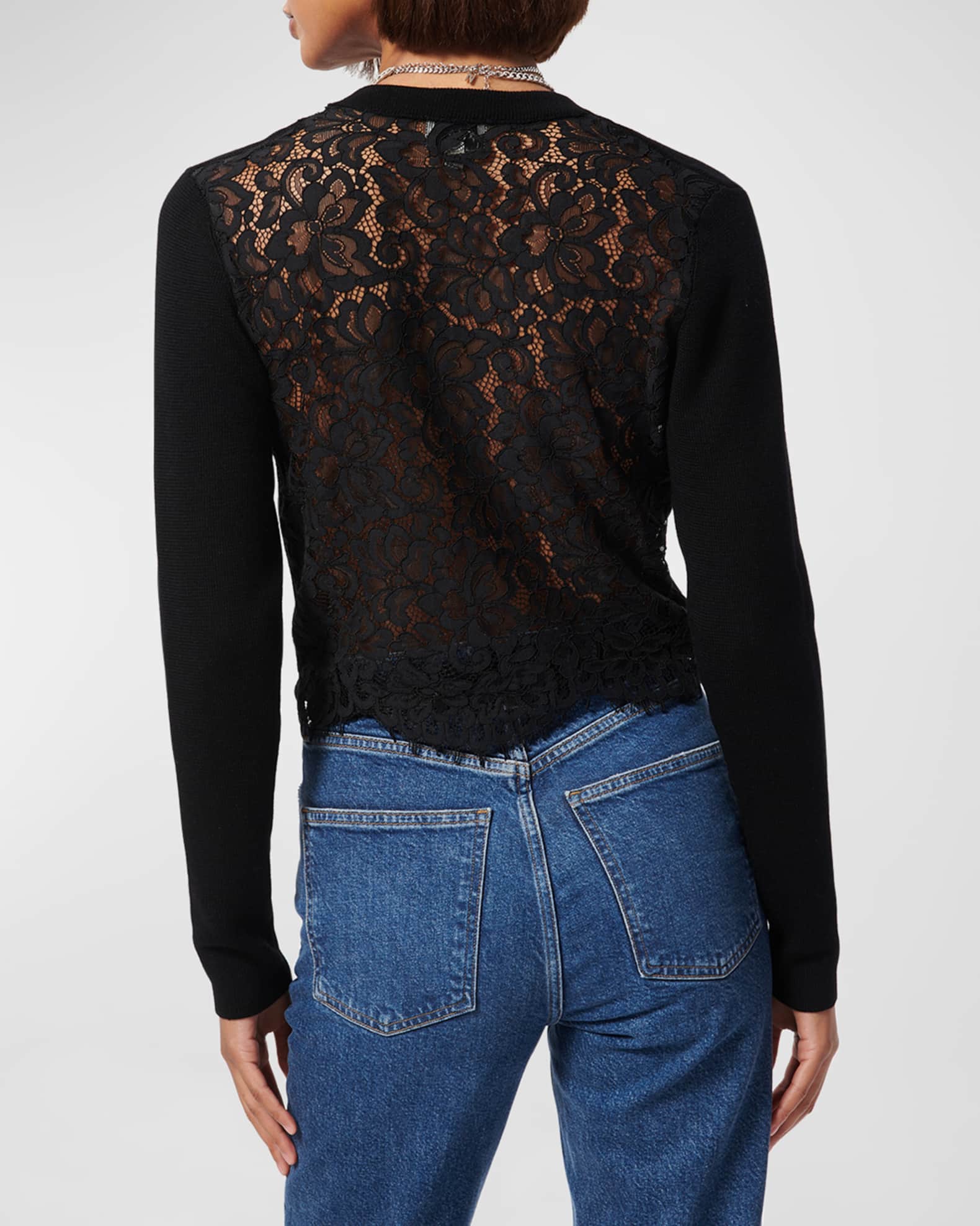 Black lace back cardigan clearance