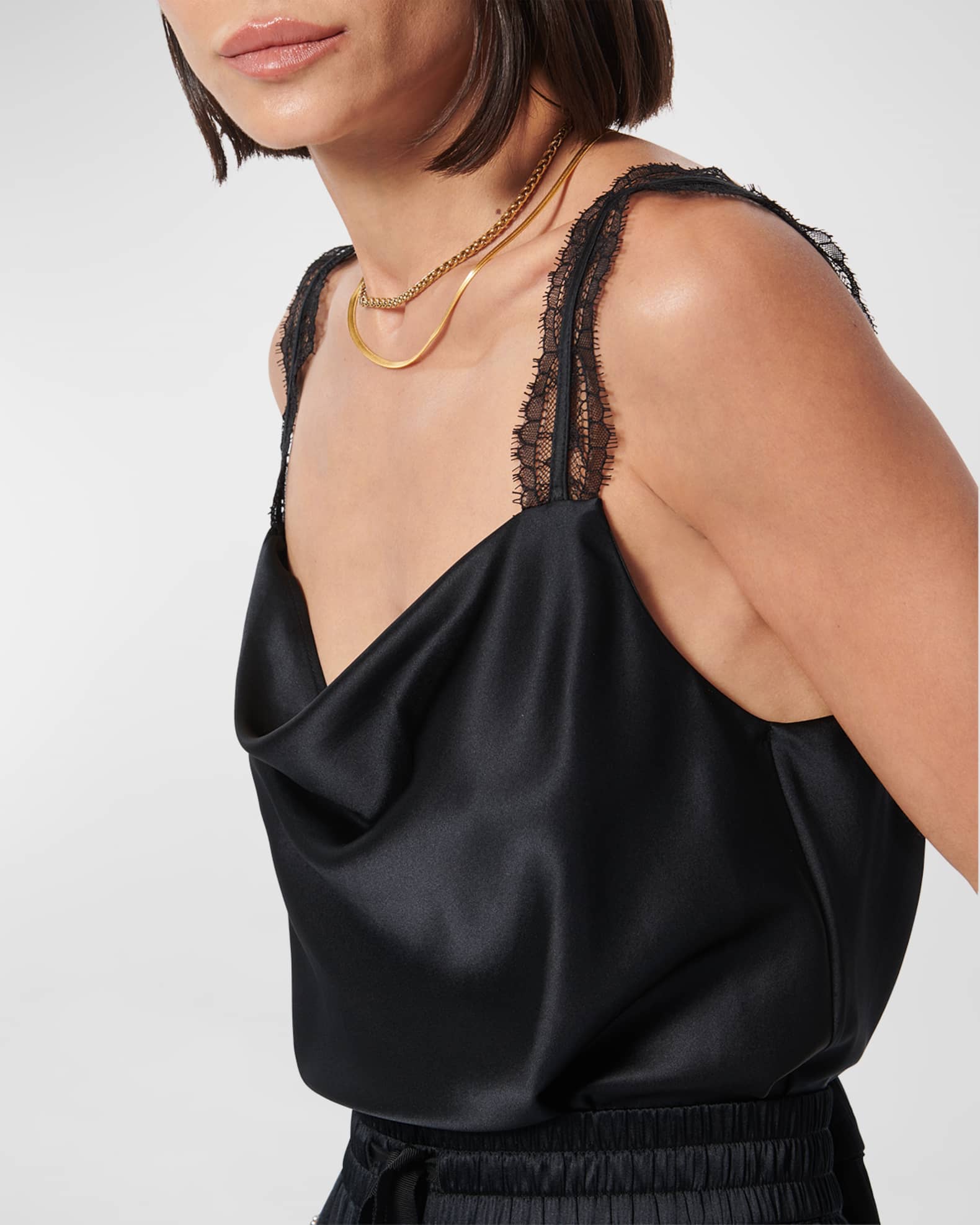 Cami NYC Florcita Silk Lace CowlNeck Cami Neiman Marcus