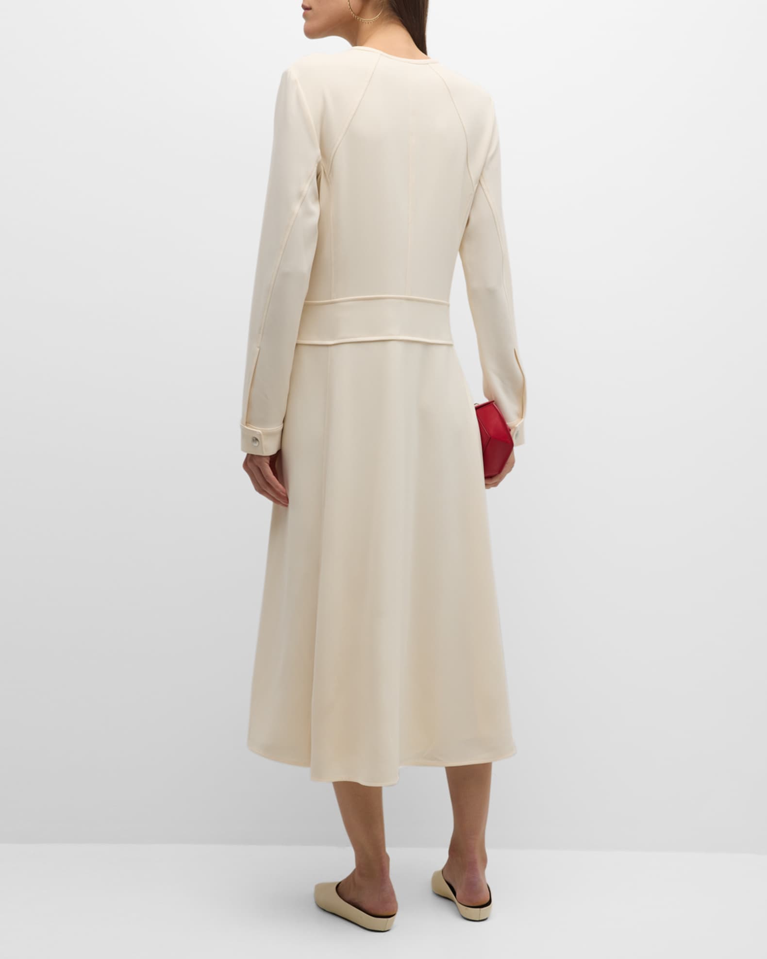 Proenza Schouler Joanne Long-Sleeve Zip-Front Midi Dress | Neiman Marcus
