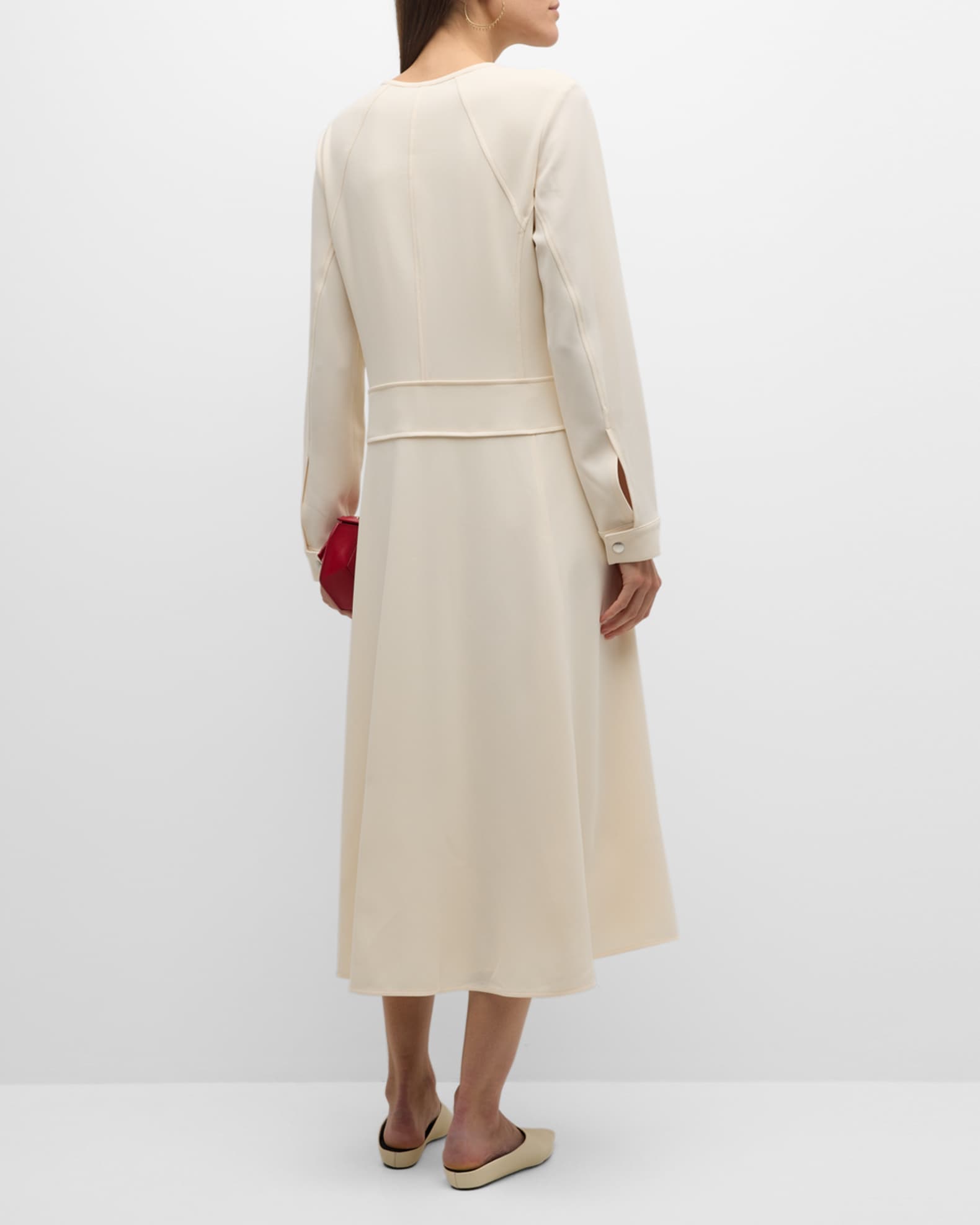 Proenza Schouler Joanne Long-Sleeve Zip-Front Midi Dress | Neiman Marcus