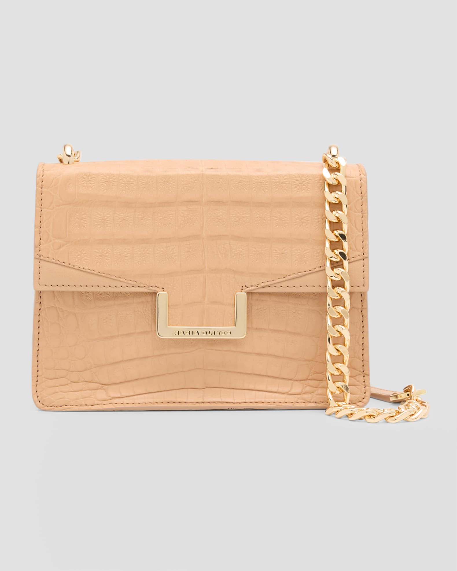 Maria Oliver Michelle Crocodile Flap Crossbody Bag