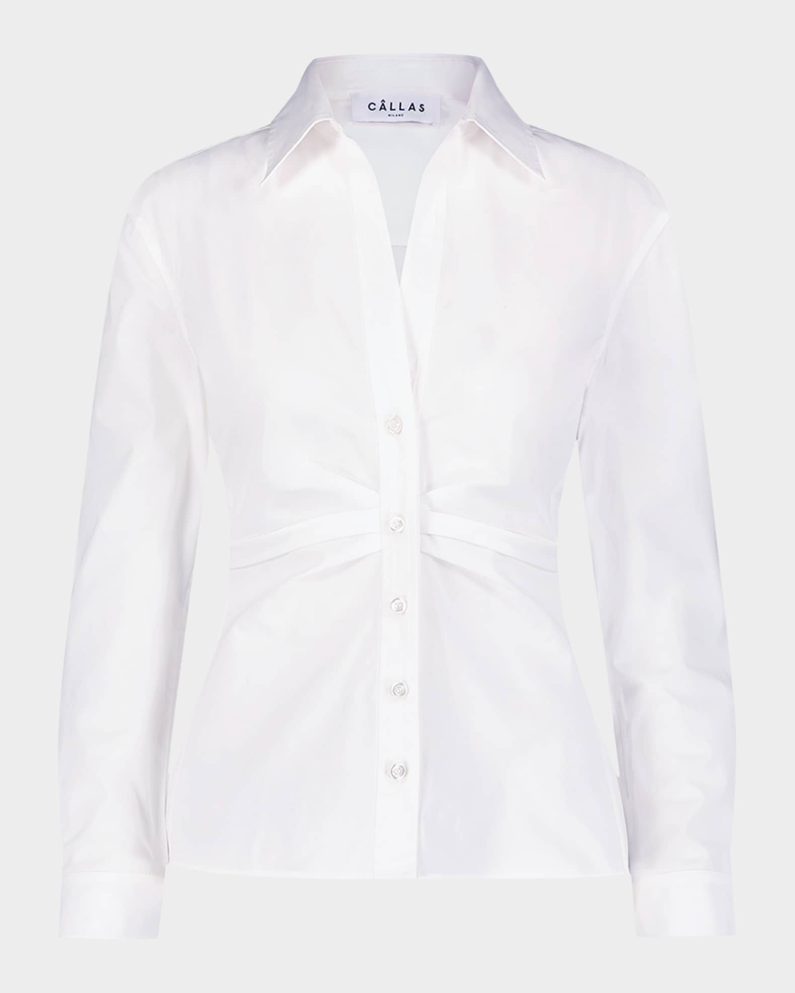 CALLAS Milano Savile Pleated Button-Down Shirt | Neiman Marcus