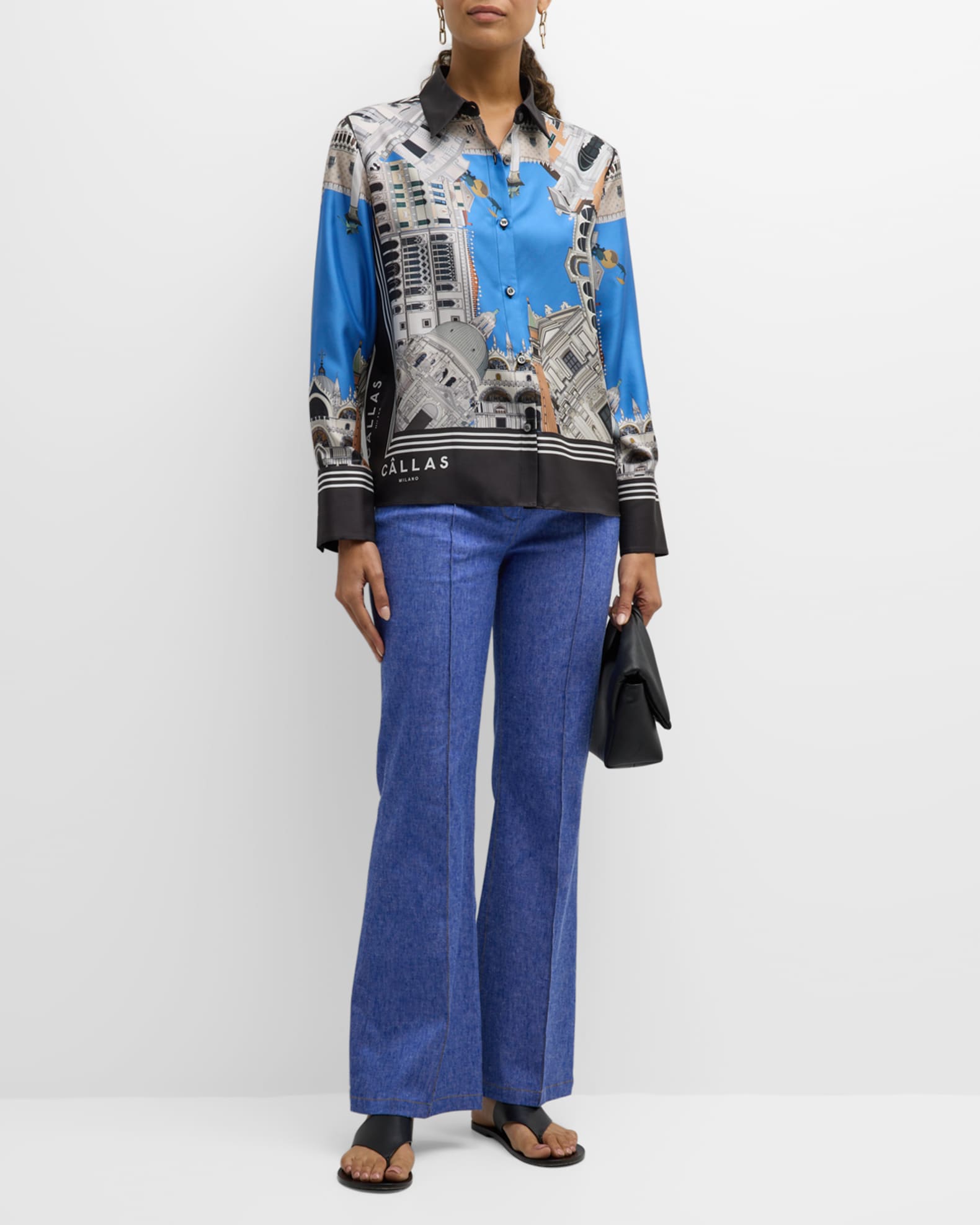 CALLAS Milano Cameron Button-Down Silk Twill Shirt | Neiman Marcus