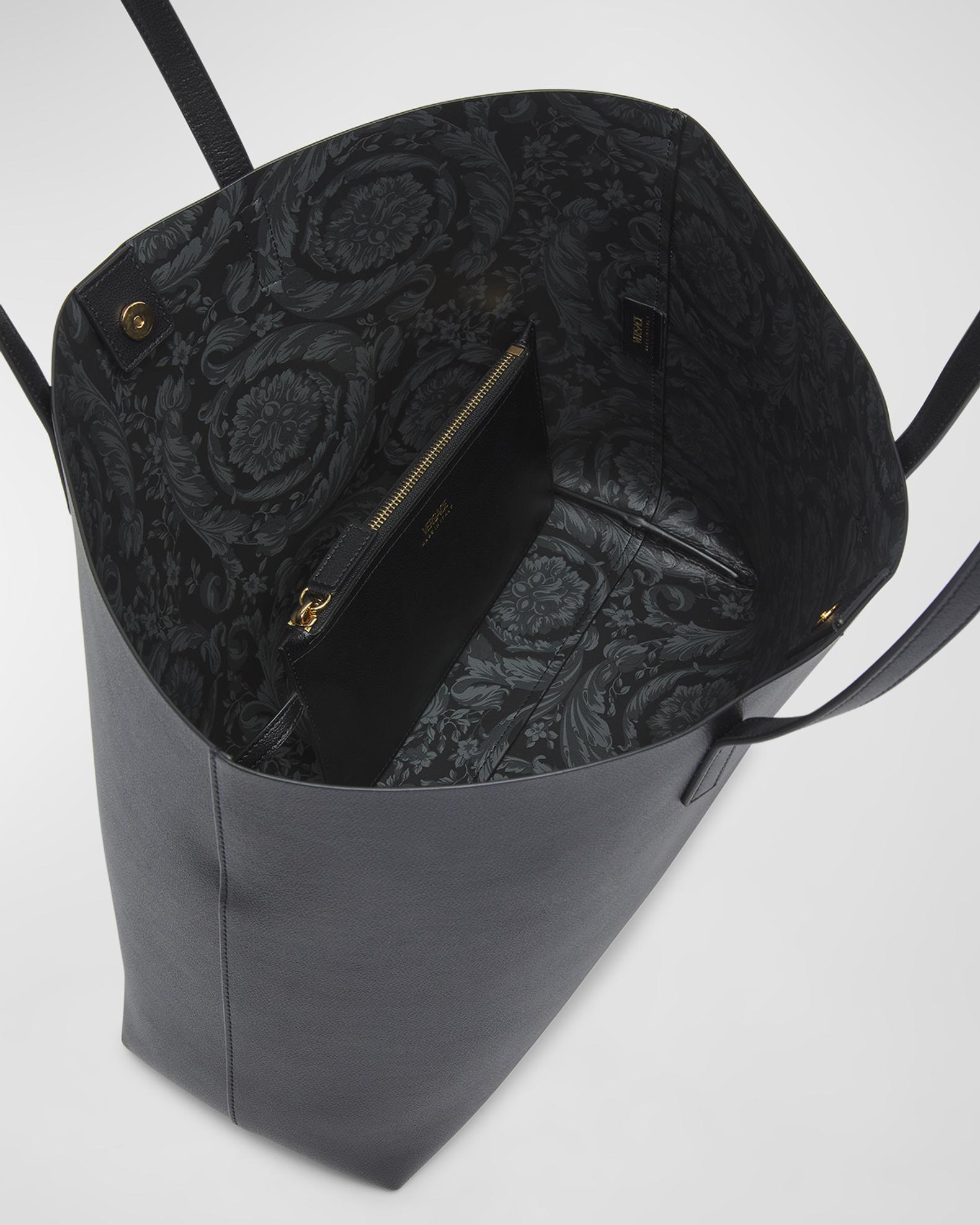 Versace Black Nylon Fabric La Medusa Shoulder Tote Bag