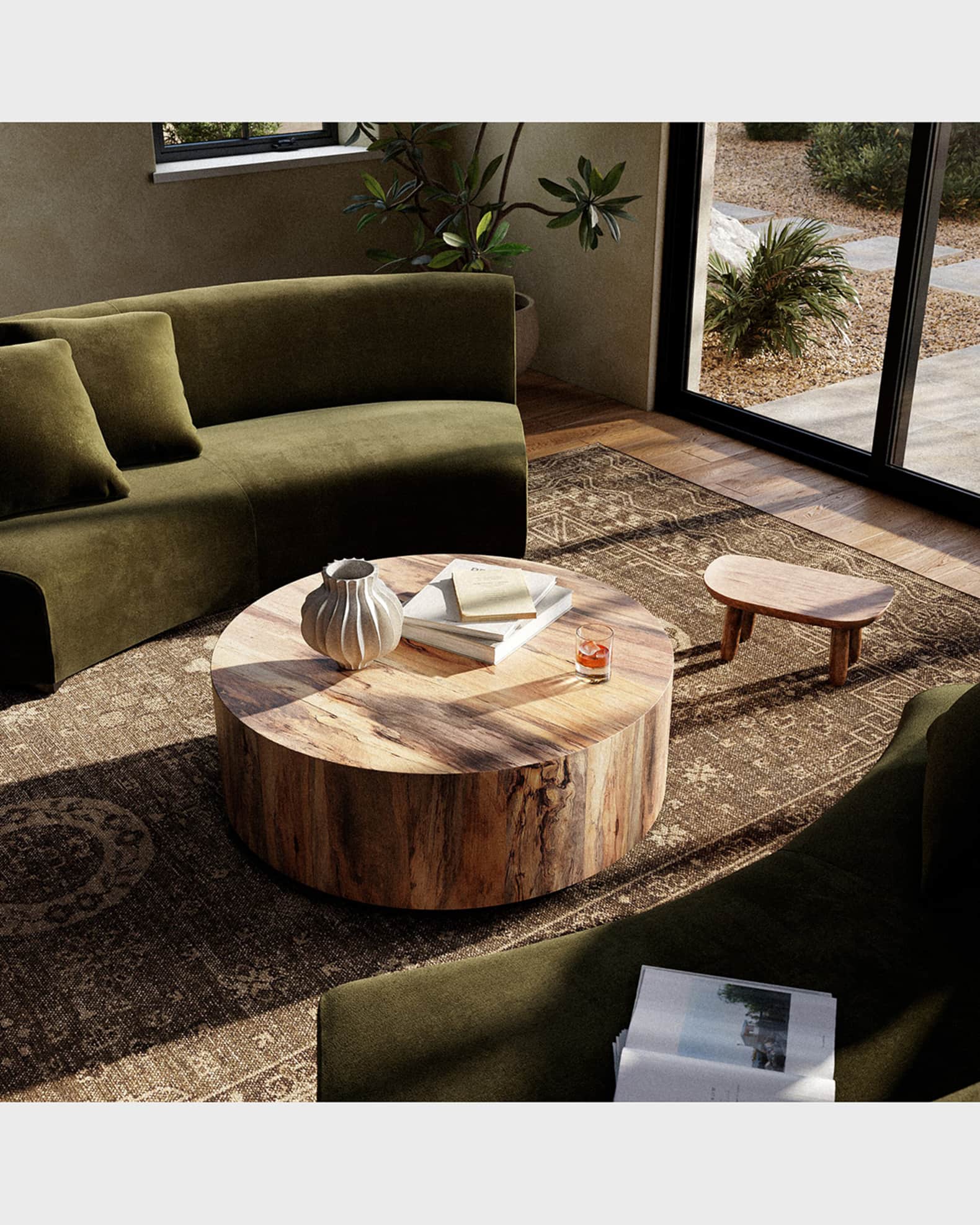 Four Hands Hudson Round Coffee Table Neiman Marcus