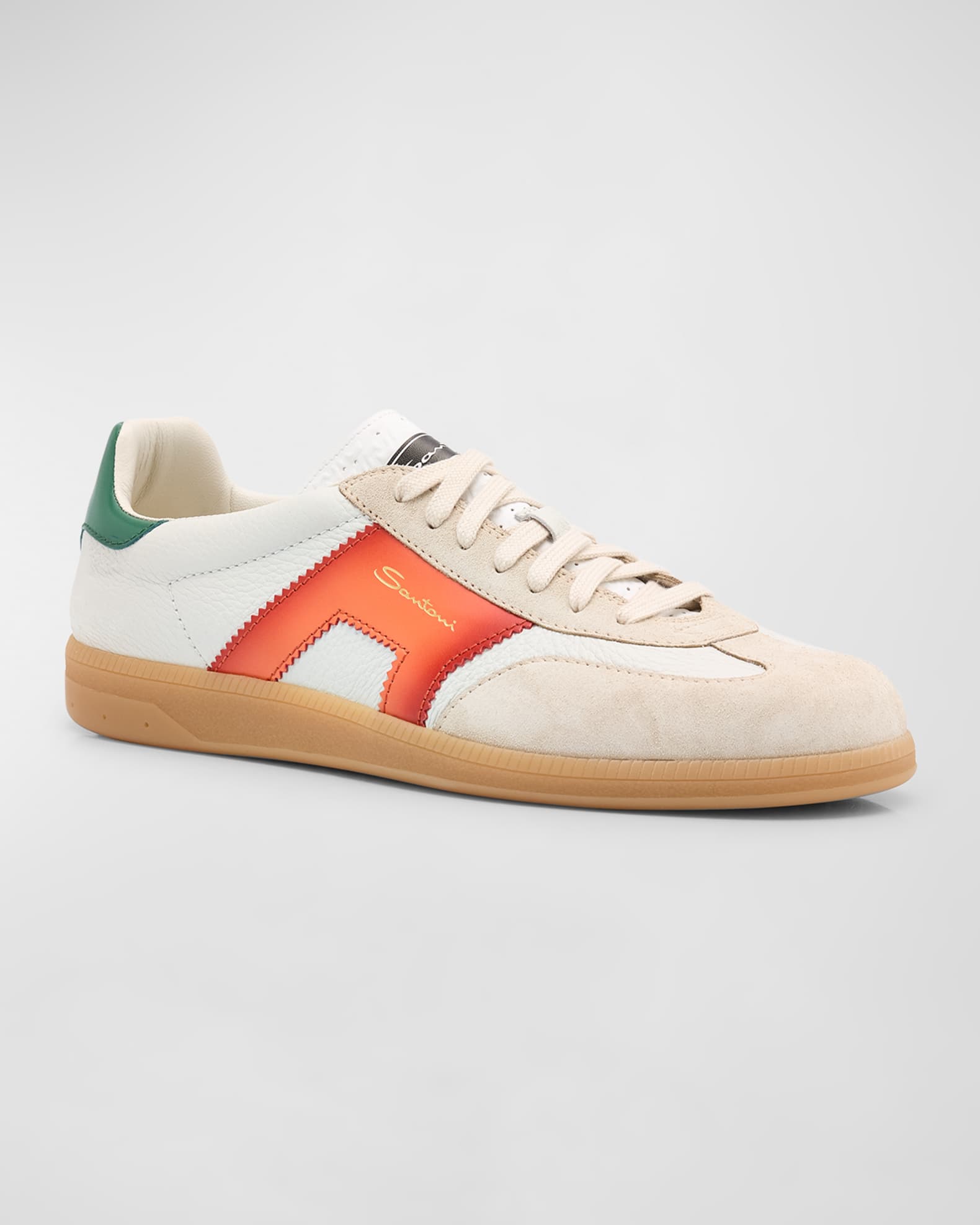 Santoni Men's DBS Suede & Leather Low-Top Sneakers | Neiman