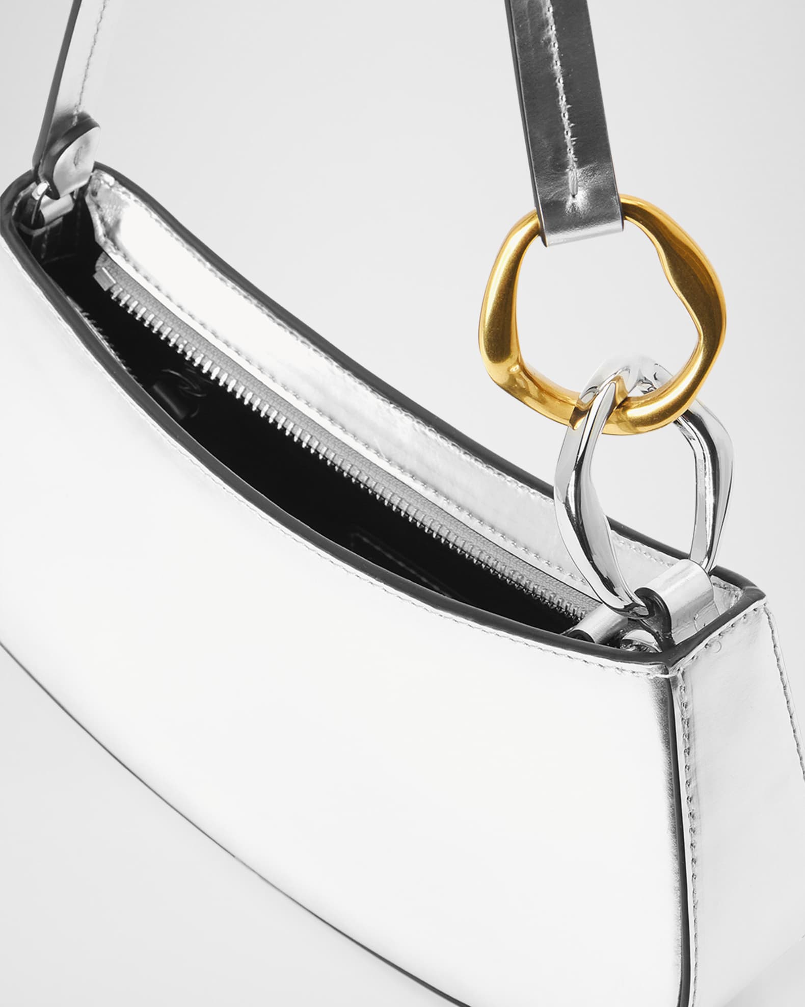 STAUD Ollie Crackeld Metallic Shoulder Bag | Neiman Marcus