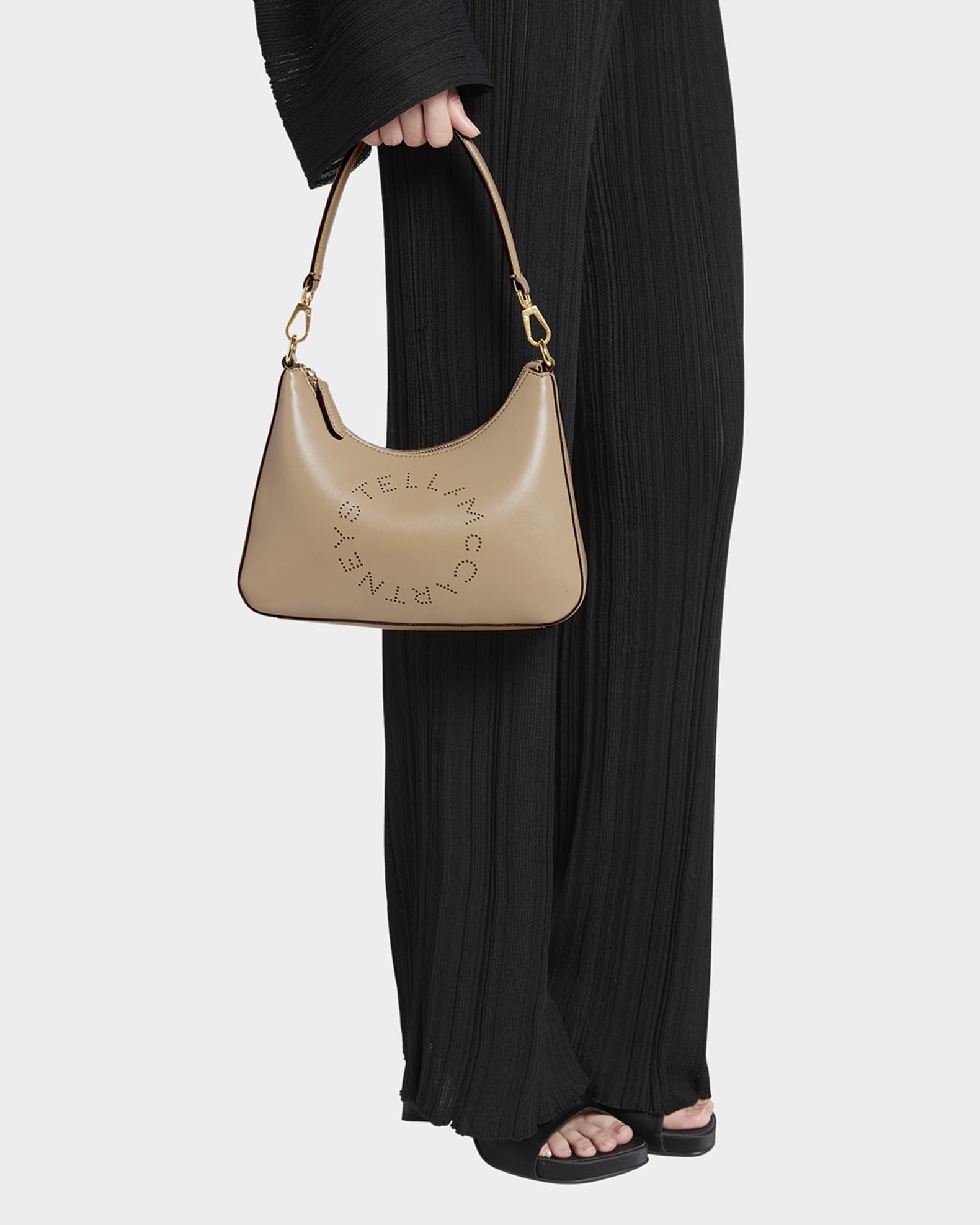 Logo Vegan Leather Hobo Shoulder Bag 1