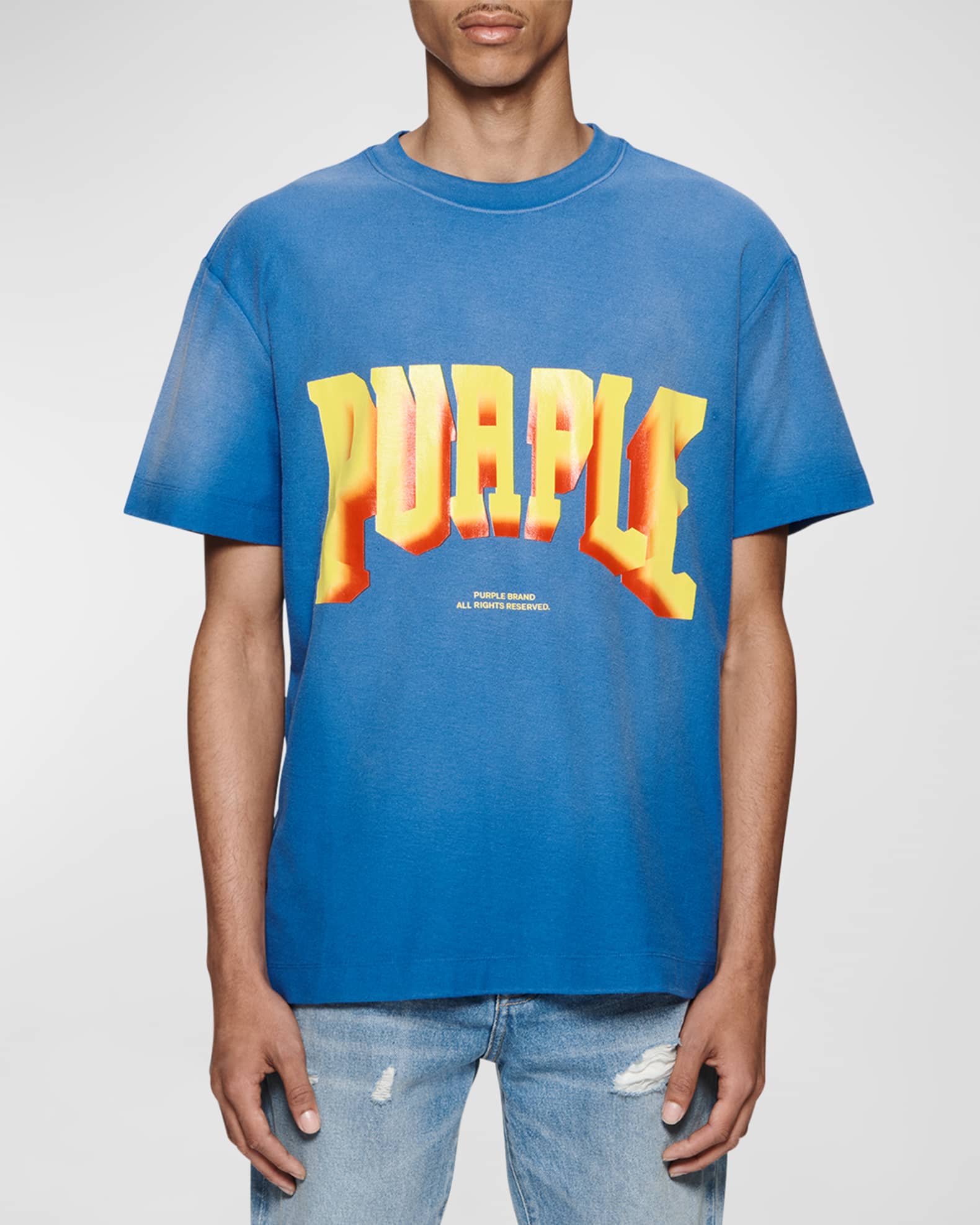 PURPLE Men's 3D Logo Textured Jersey T-Shirt