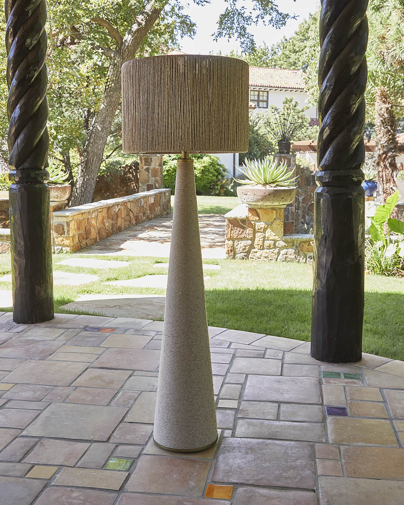 Outdoor rattan floor lamp best sale