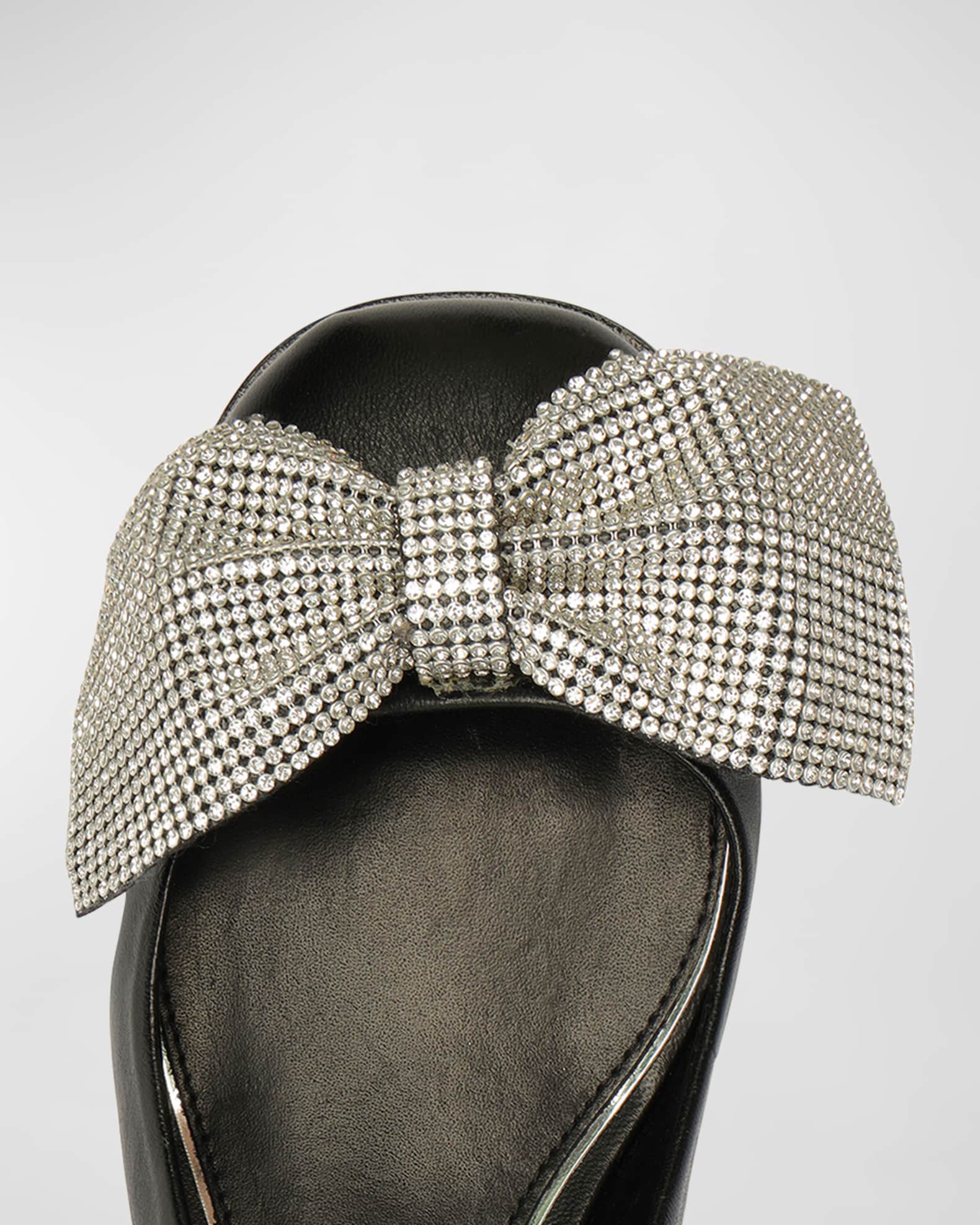 Schutz Dorothy Crystal Bow Slingback Ballerina Flats Neiman Marcus