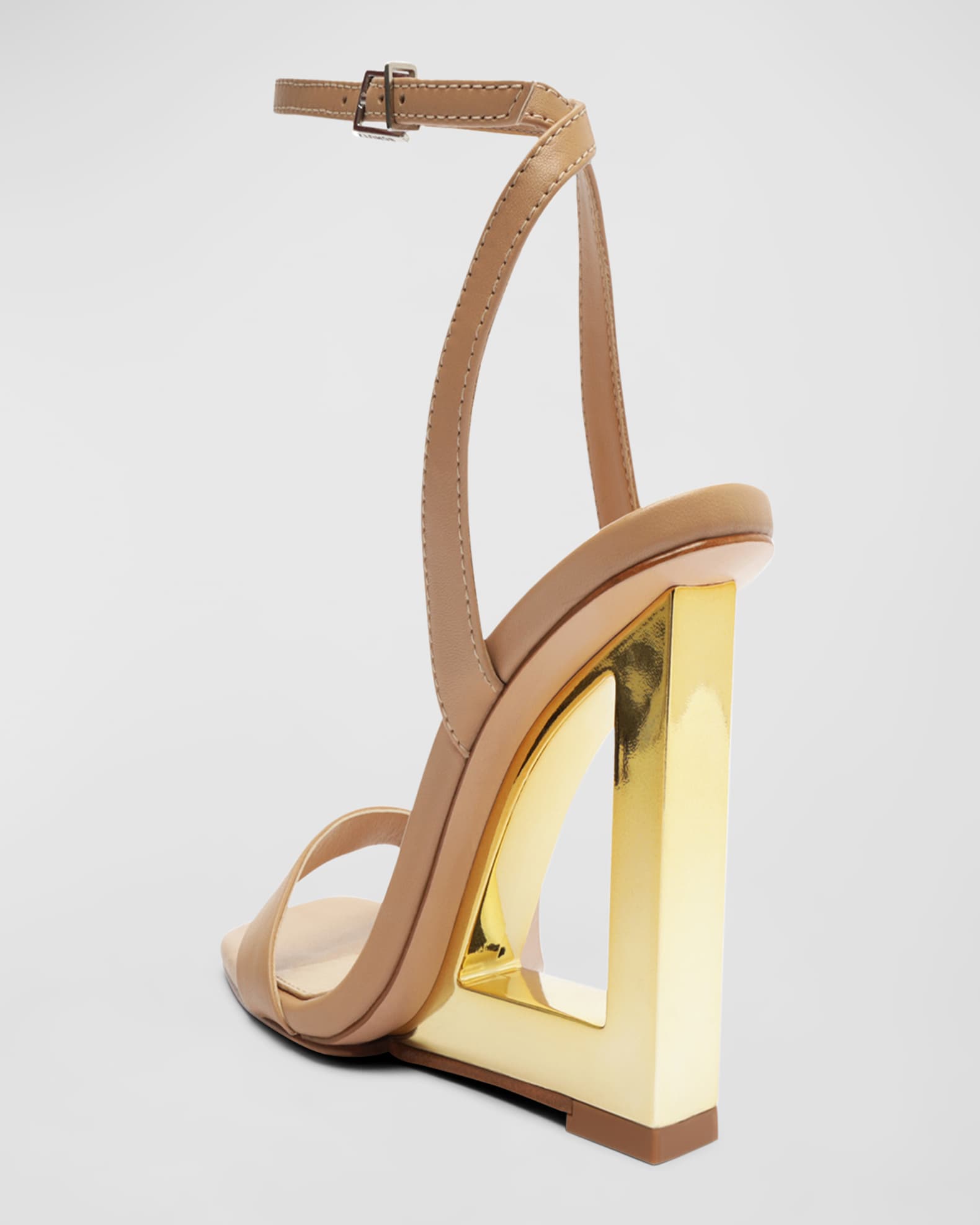 Schutz Filipa Leather MetallicHeel Wedge Sandals Neiman Marcus