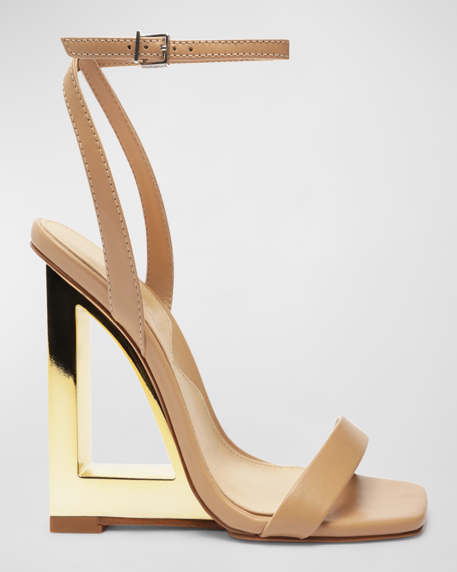 Schutz Filipa Leather MetallicHeel Wedge Sandals Neiman Marcus