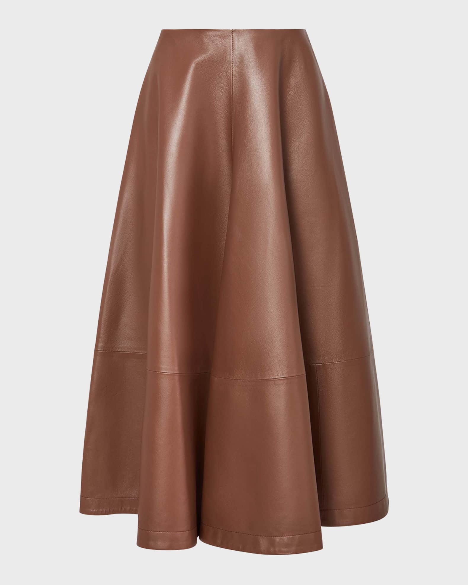 Leather A-Line Midi Skirt