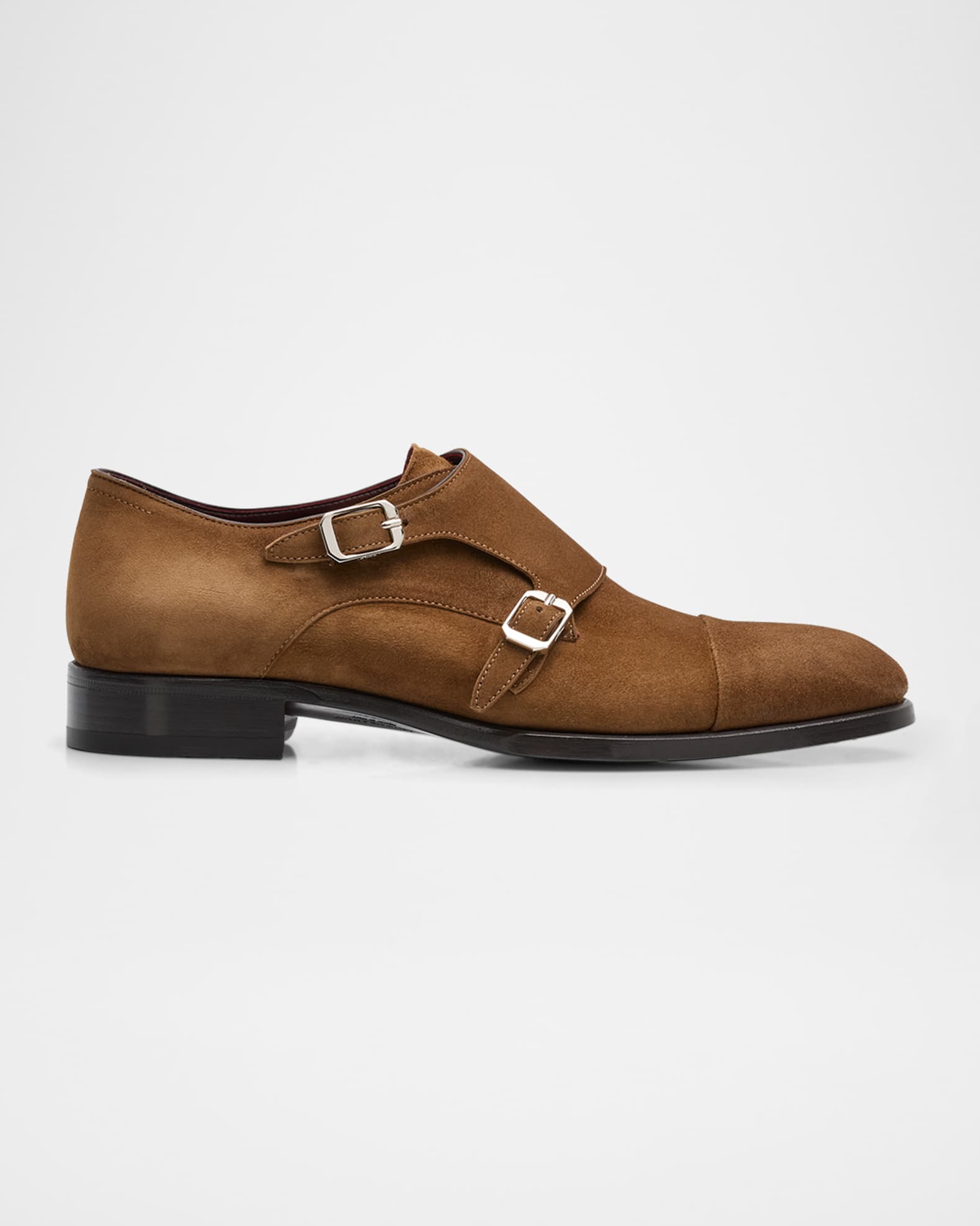 Brioni Men's York Suede Double-Monk Strap Loafers