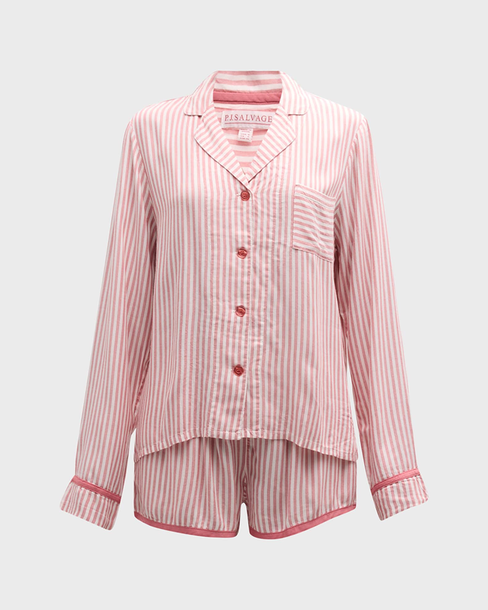 PJ Salvage Stripe Hype Long-Sleeve & Shorts Pajama Set | Neiman Marcus