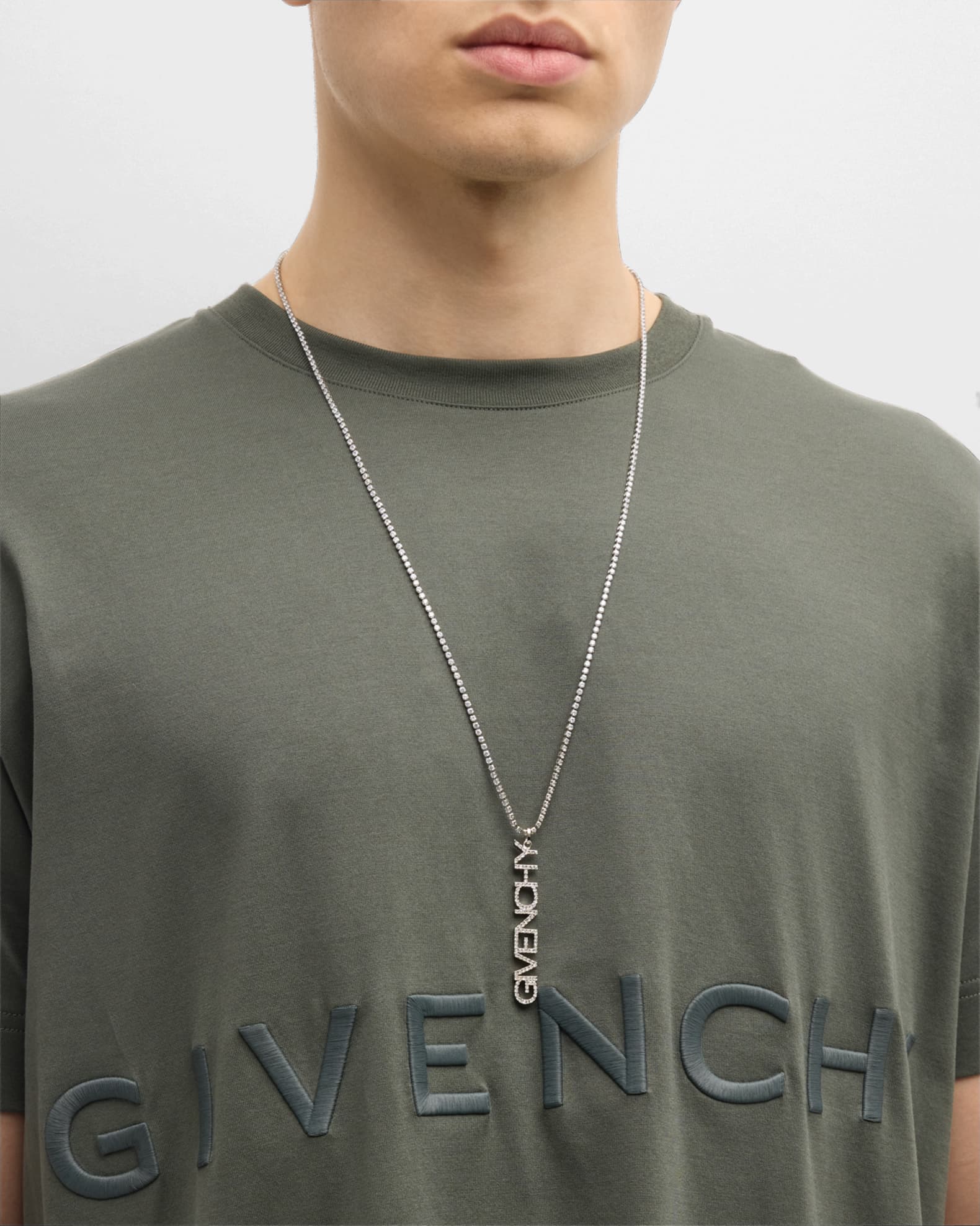 Men's Crystal Logo Lettering Pendant Necklace 1