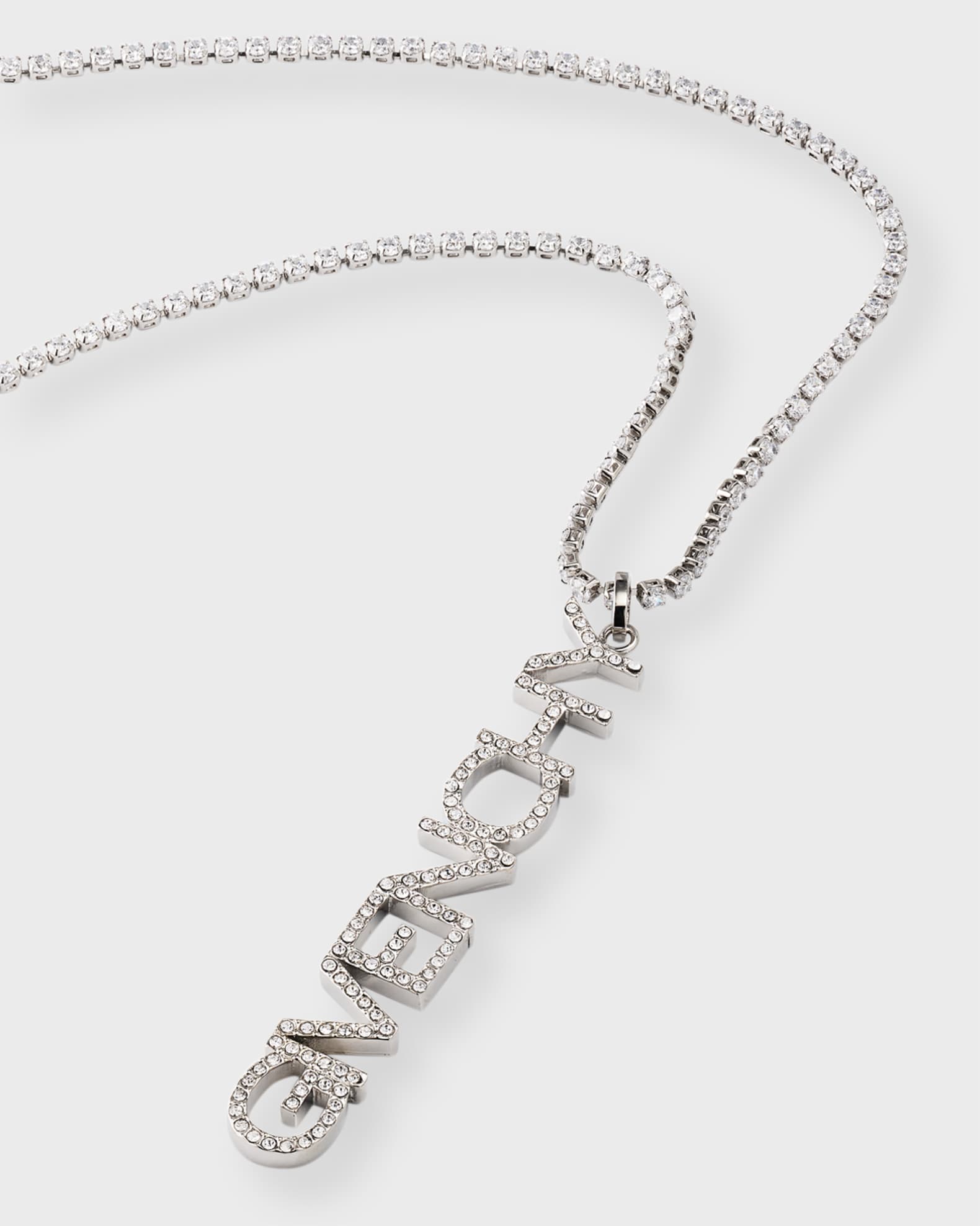 ネックレス・ペンダント SILVER CRYSTAL LOGO PENDANT NECKLACE Givenchy Men's Crystal Logo Lettering Pendant Necklace