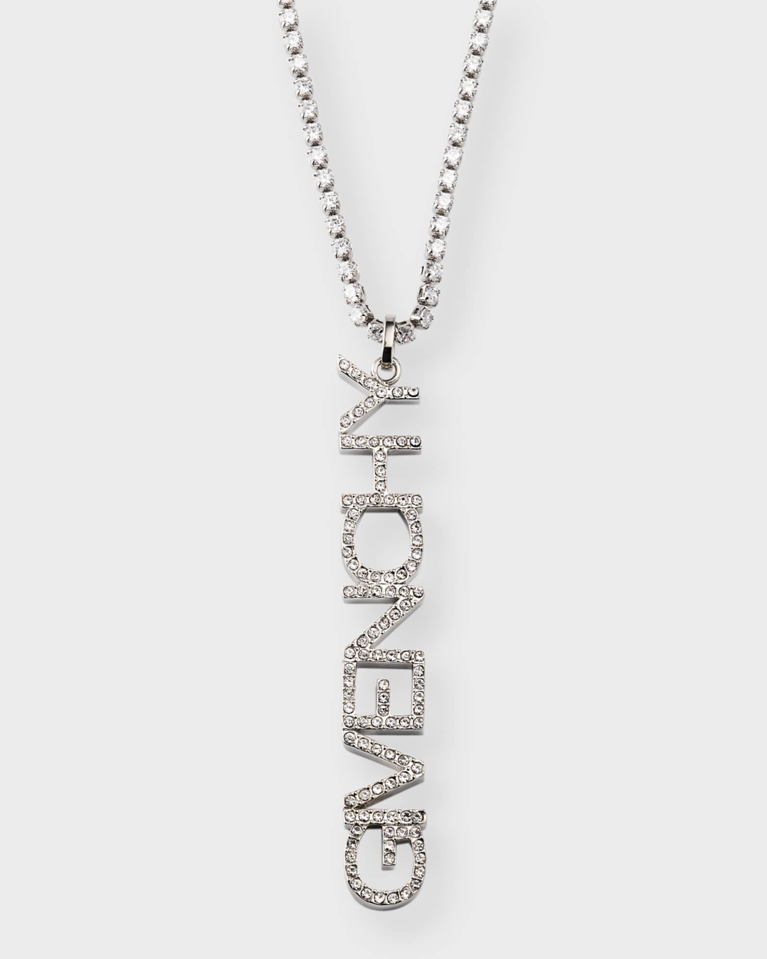 Men's Crystal Logo Lettering Pendant Necklace 0