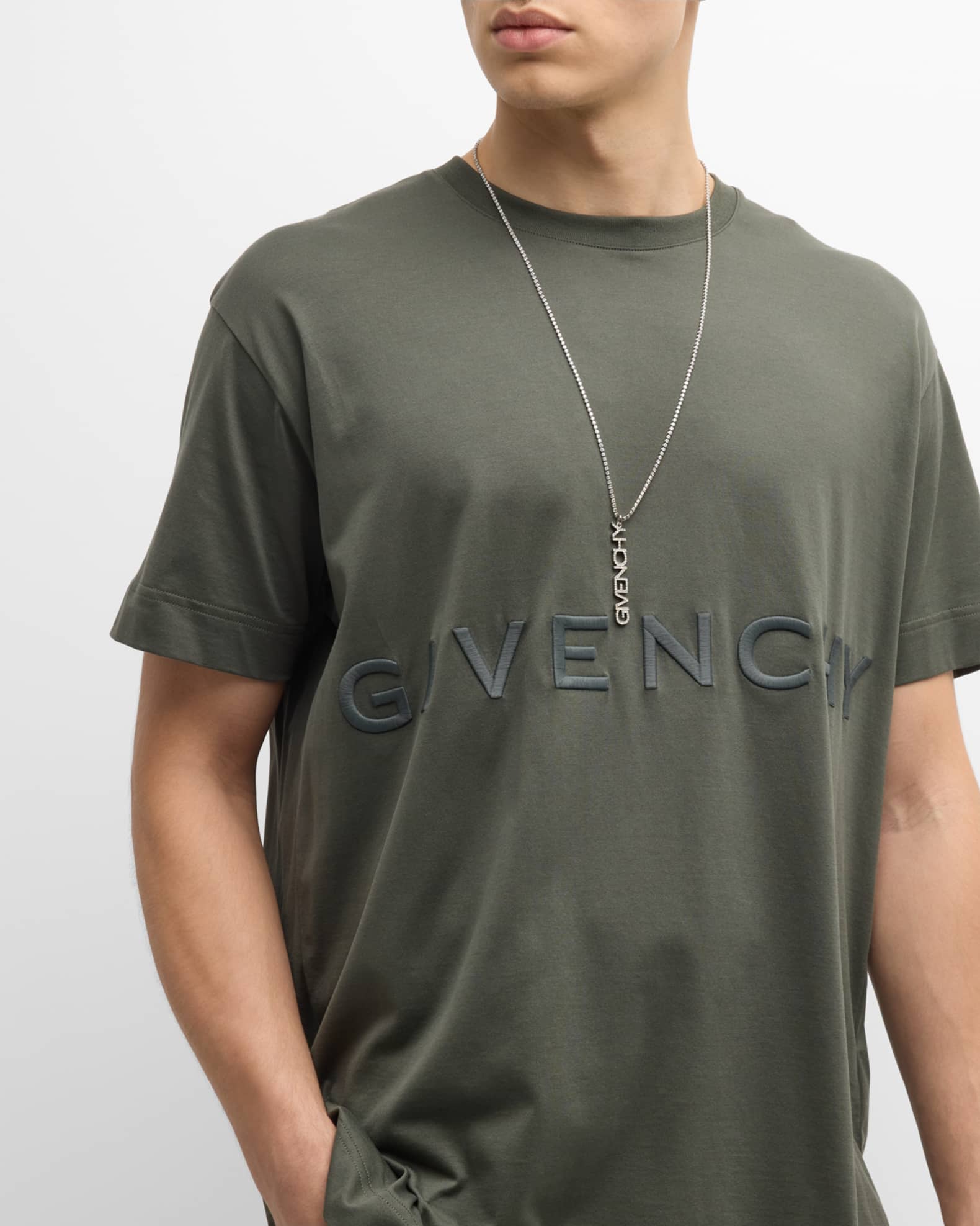 Givenchy Men's Crystal Logo Lettering Pendant Necklace