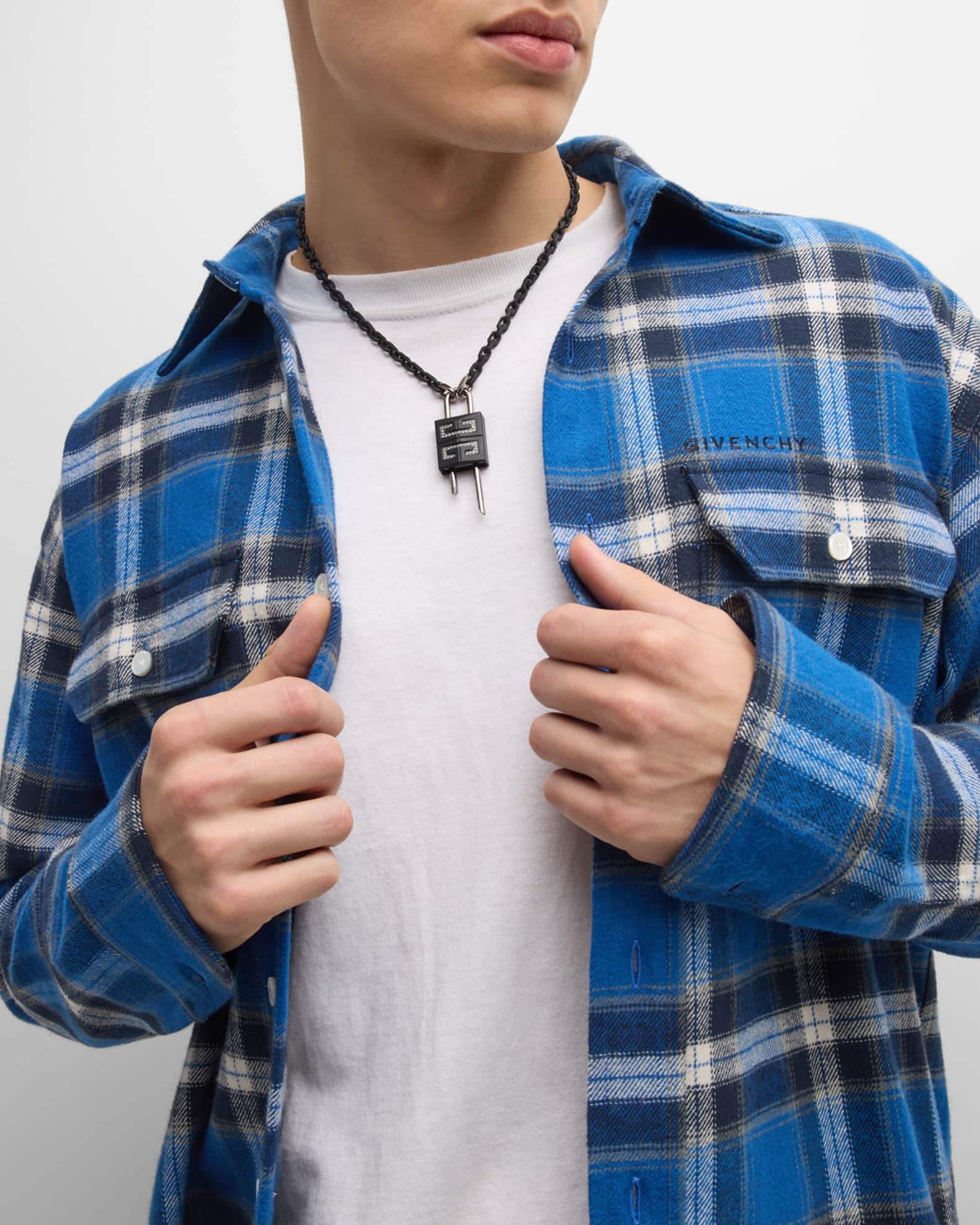 Givenchy Men's Small 4G Crystal Lock Pendant Necklace