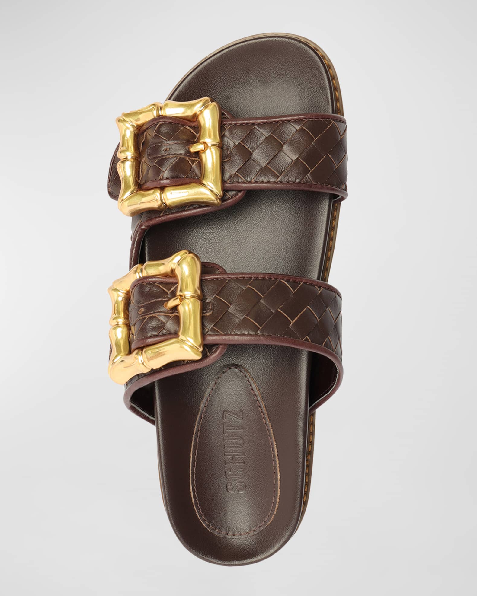 Leather Sandal Schutz Slide Sandals Schutz Enola Dual-Buckle Easy