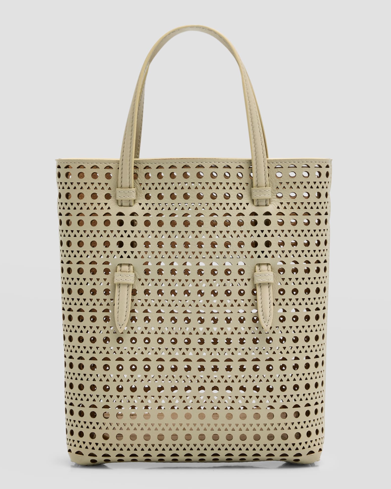 Perforated leather tote bag top