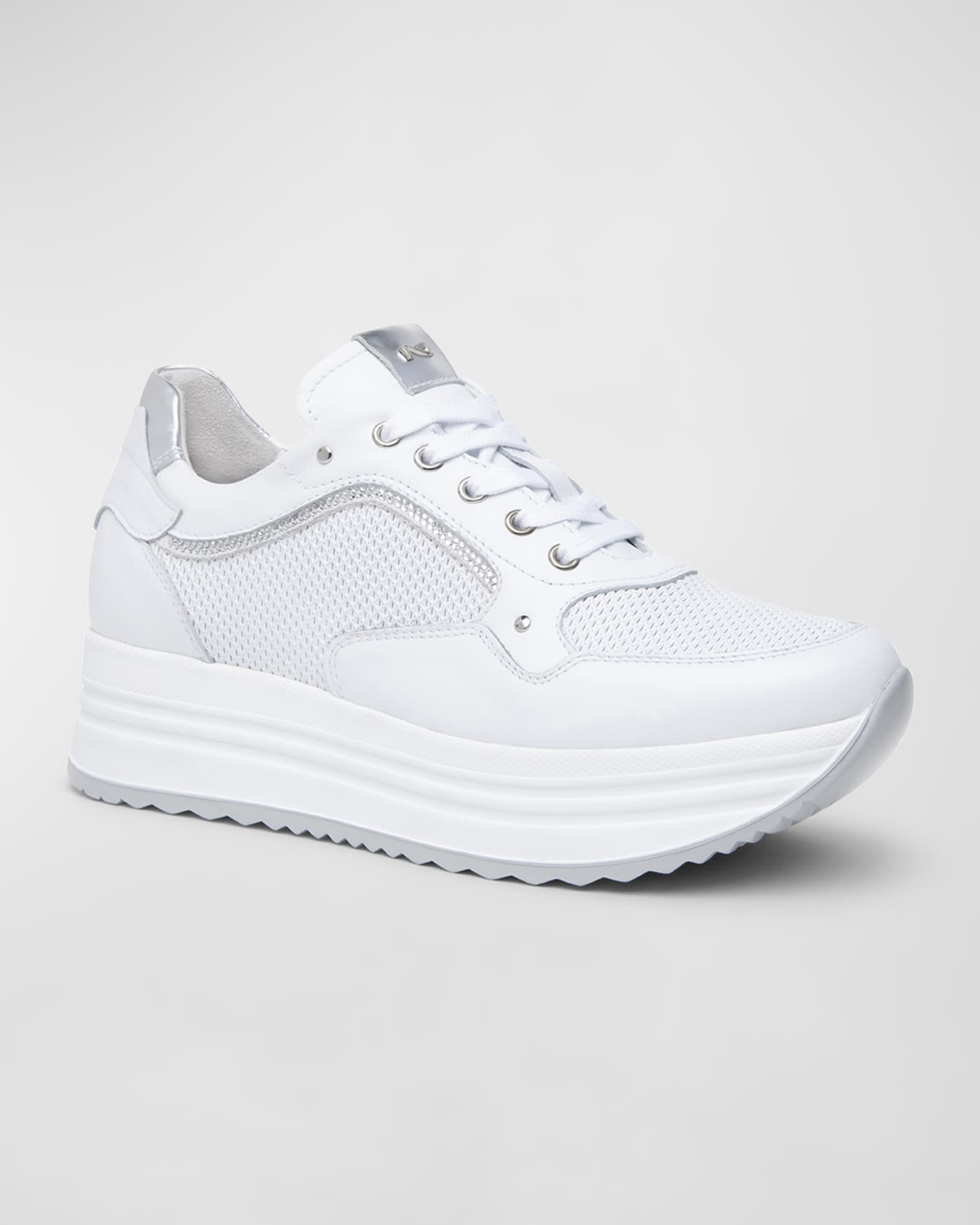 Perforated Leather Platform Sneakers 1