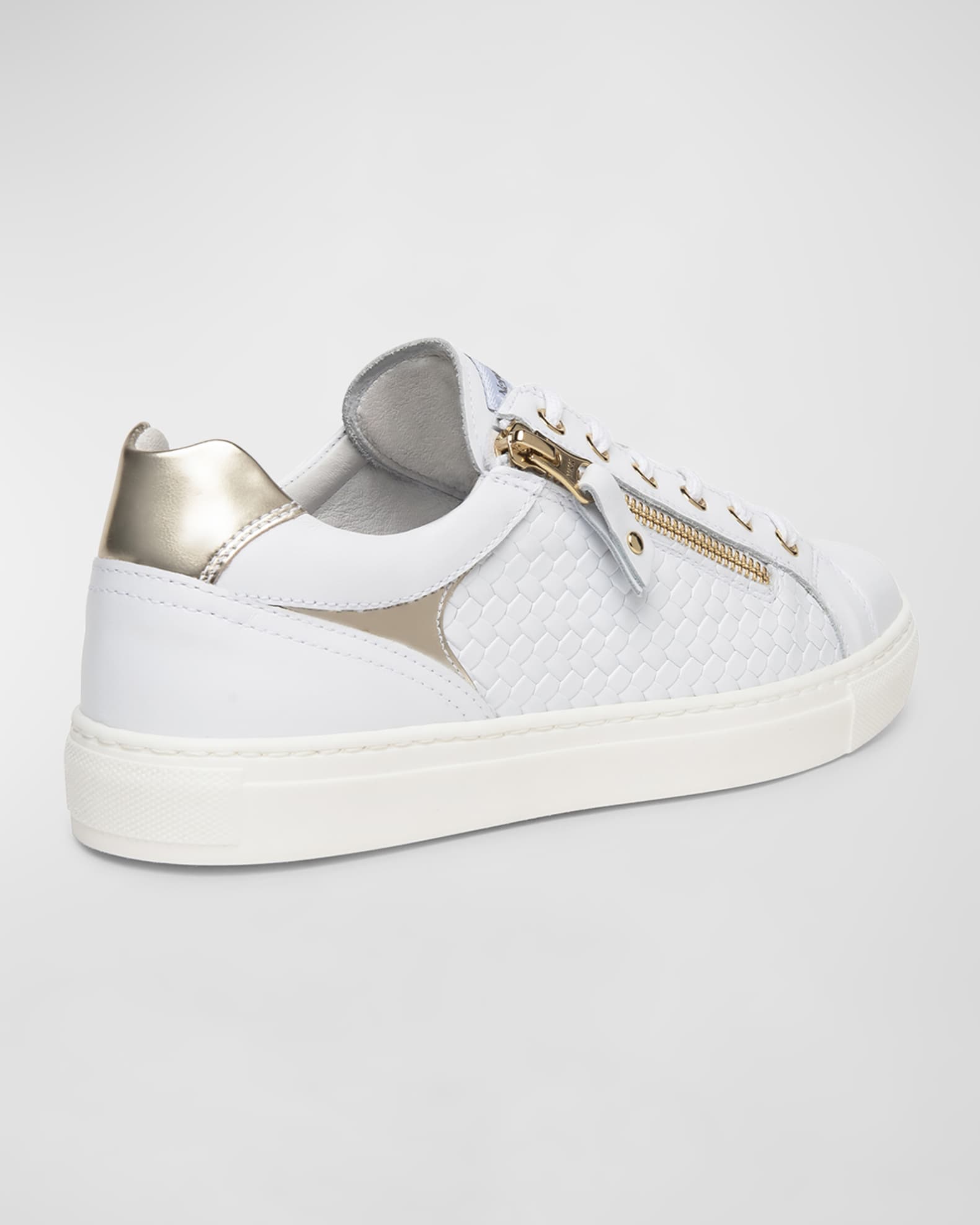 NeroGiardini Woven Leather Zip Low Top Sneakers Neiman Marcus