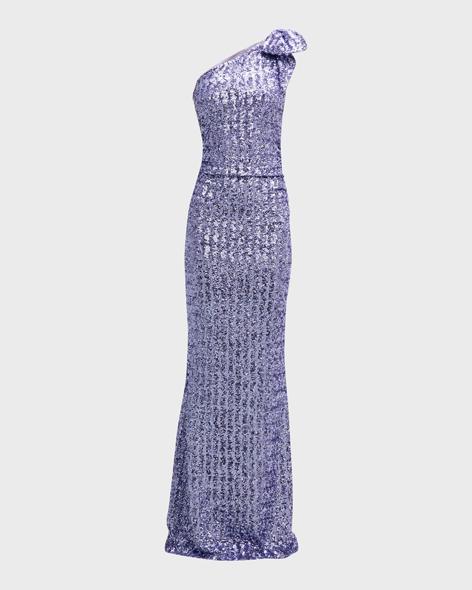 Chiara Boni La Petite Robe One-Shoulder Sequin Mermaid Gown | Neiman Marcus