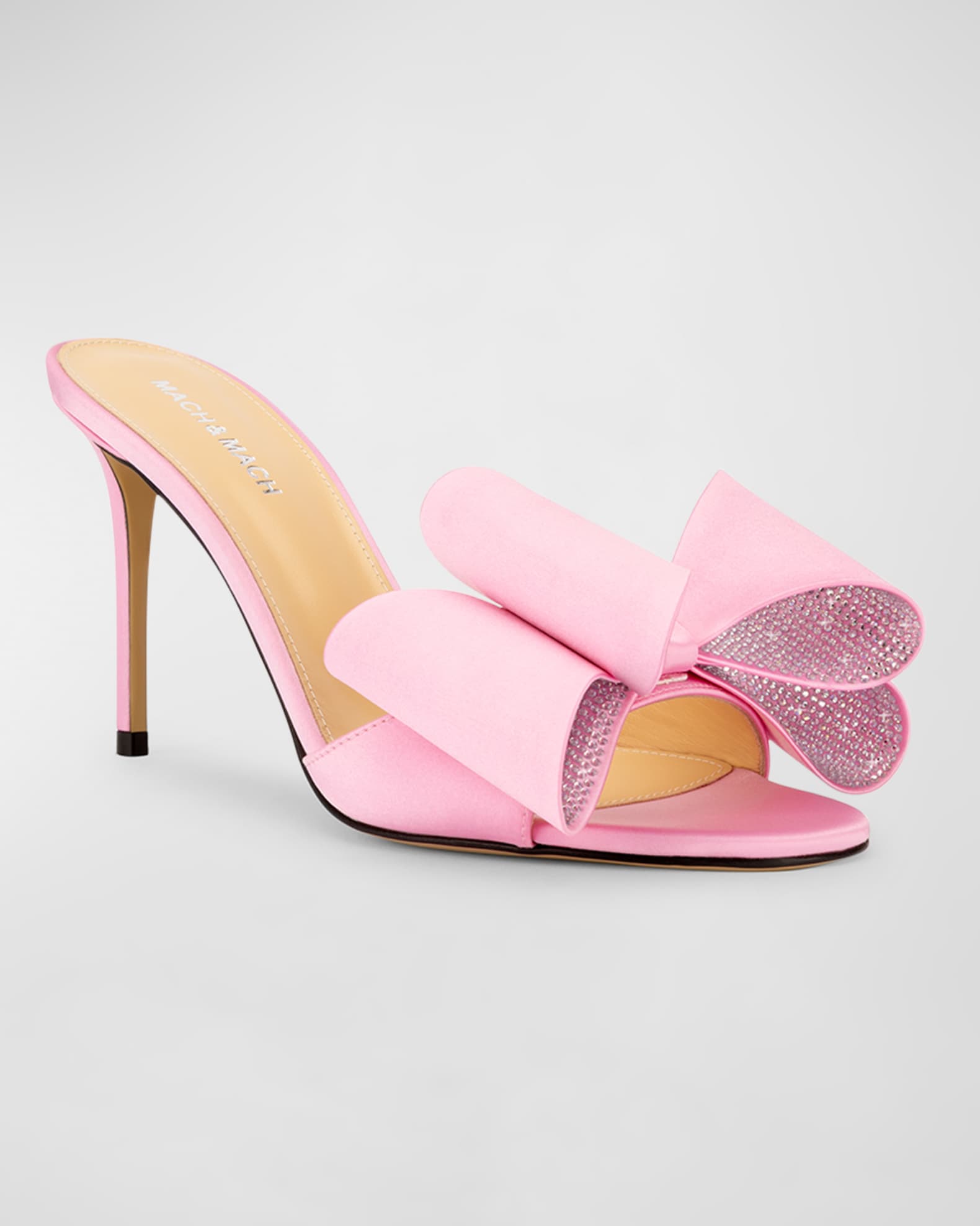 Cadeau Embellished Bow Satin Mule Pumps 