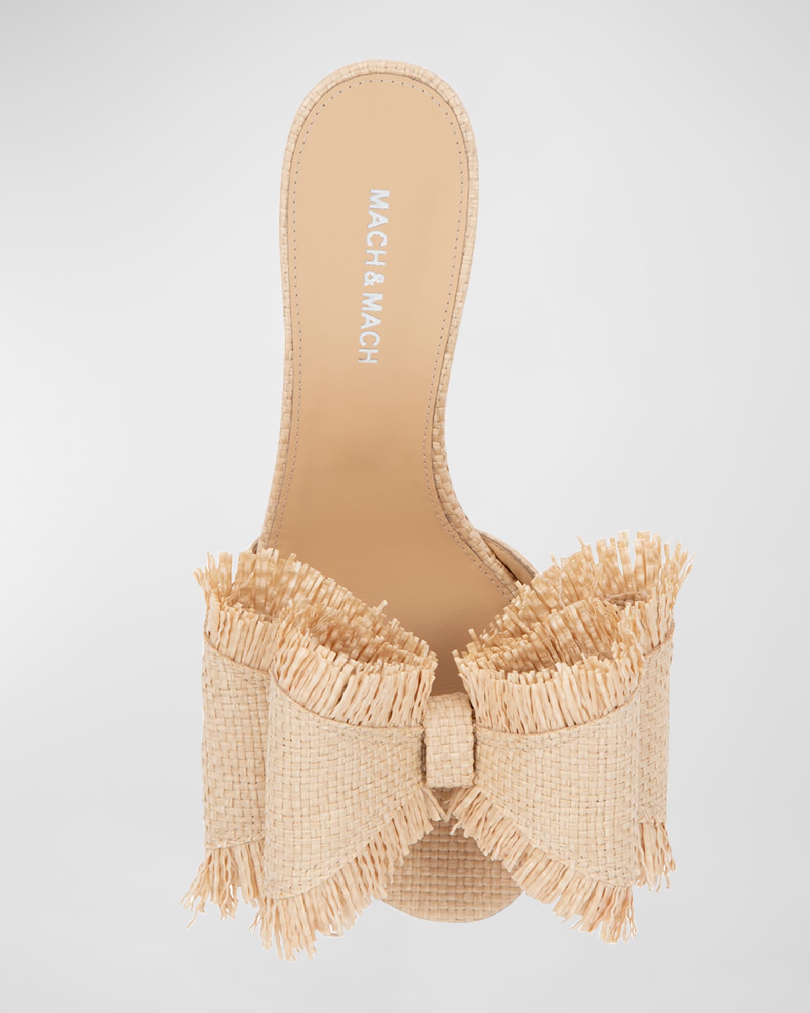 MACH & MACH Beige Raffia Wedge Sandals