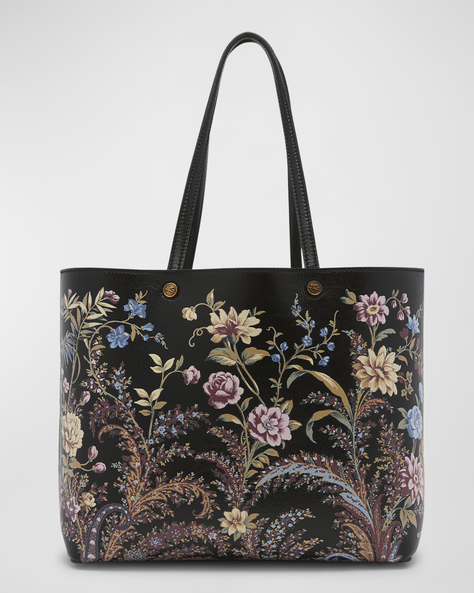 Etro Floral-Print Faux Leather Tote Bag