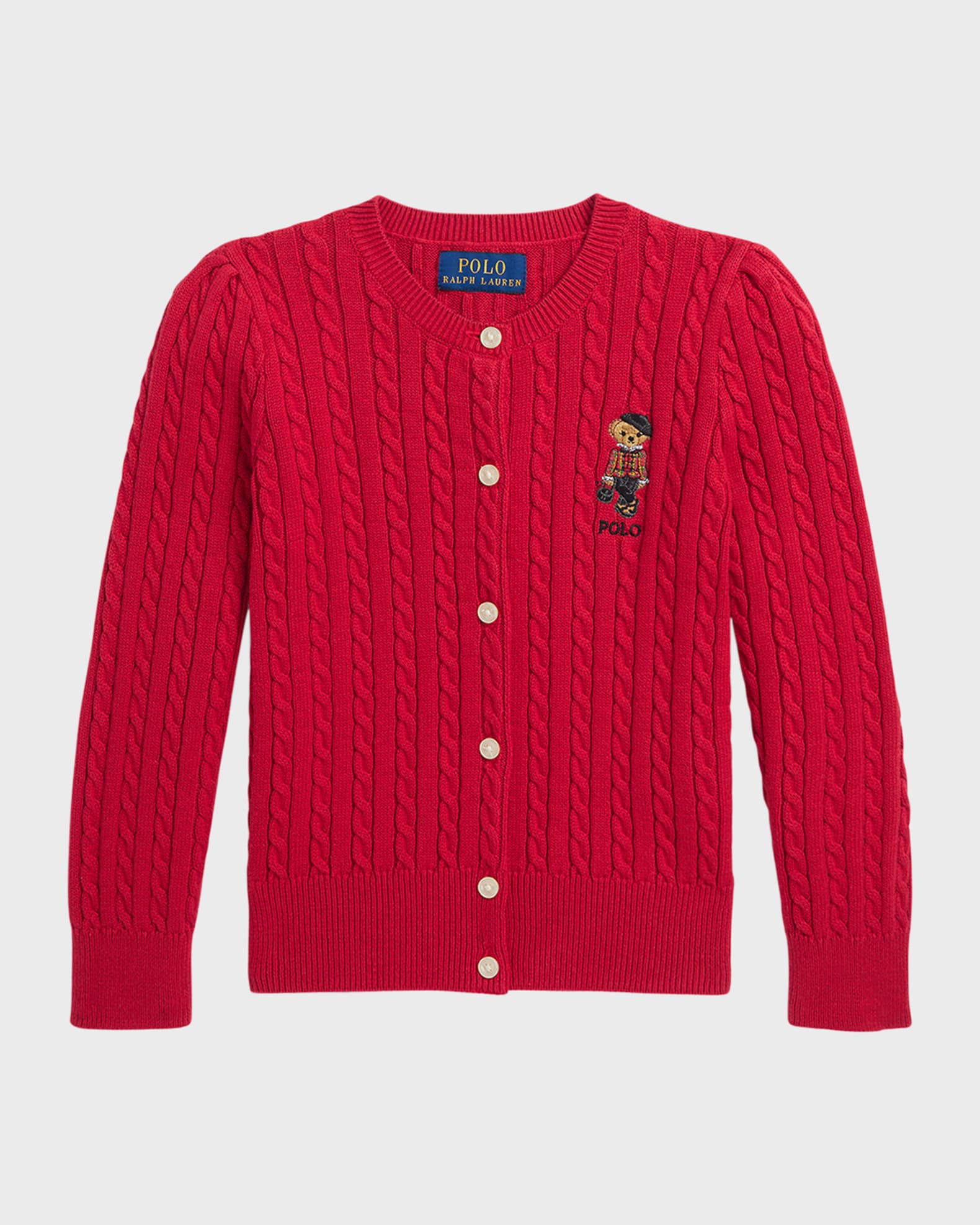 Girl's Cable-Knit Bear Cardigan | Neiman Marcus
