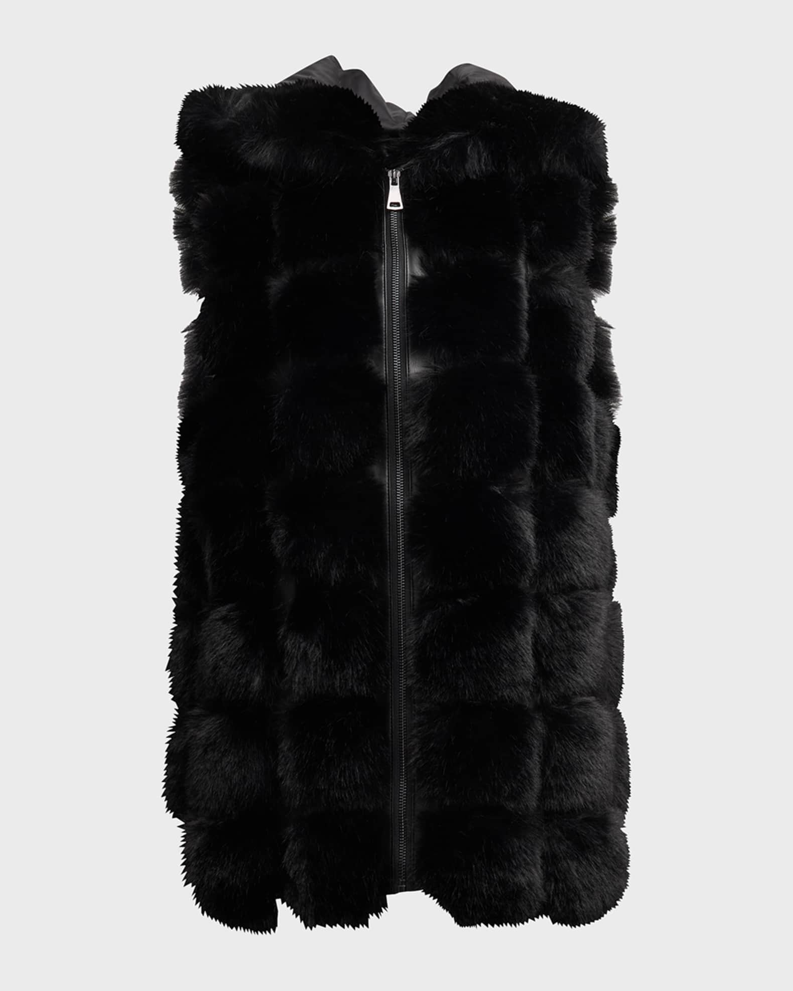 Hooded faux fur vest best sale