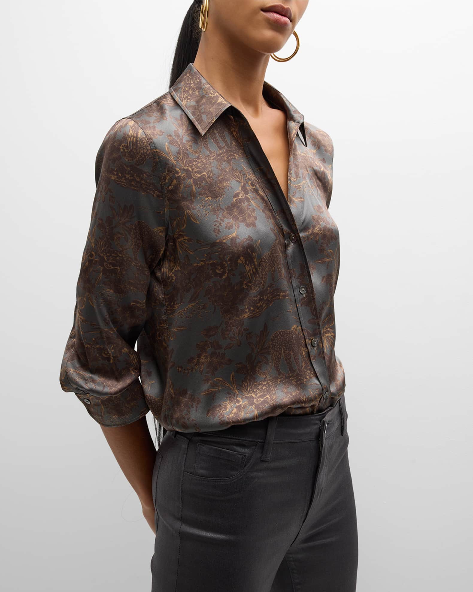 L'Agence Dani Silk Blouse Multi Western Paisley