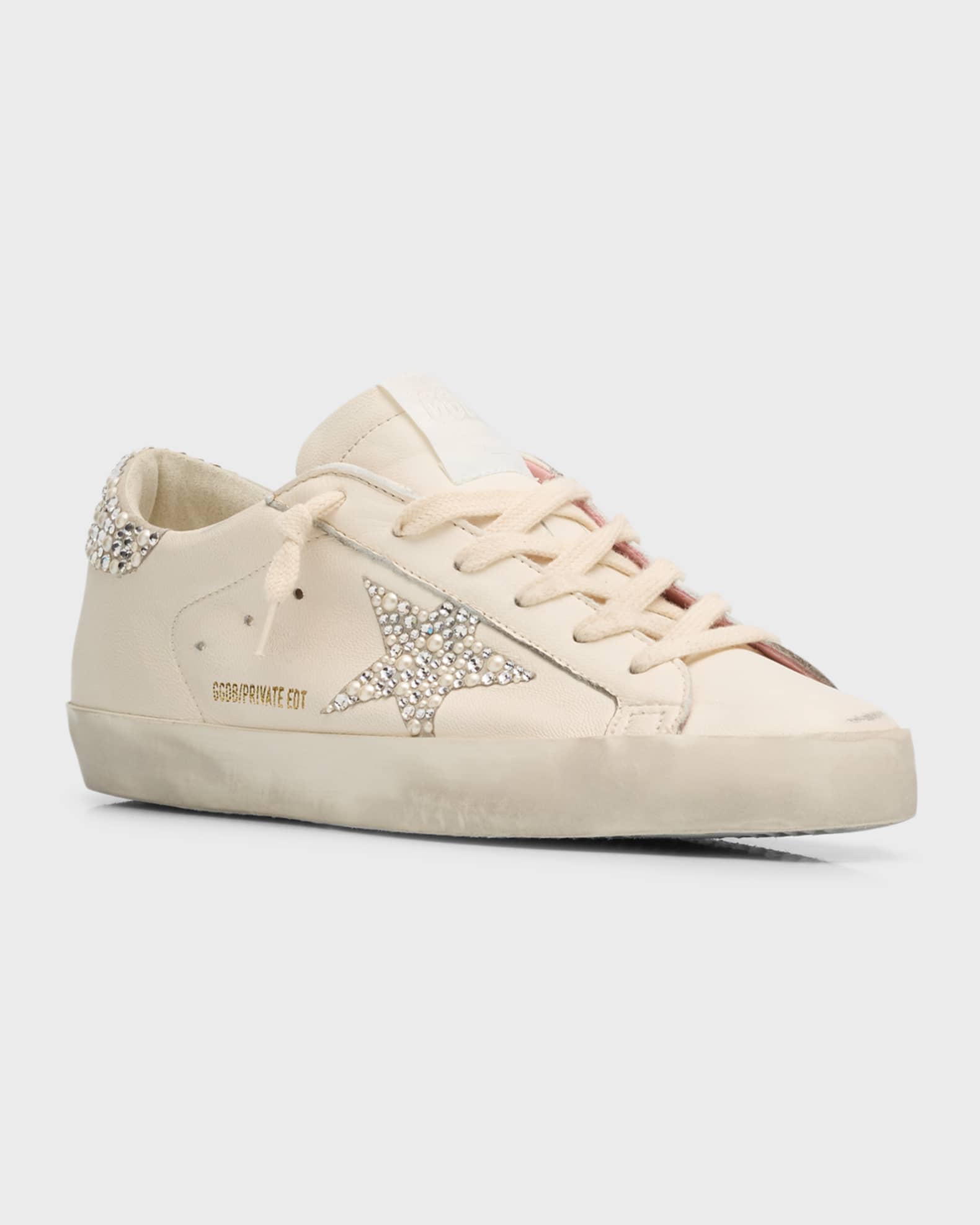 Golden Goose Superstar Swarovski Pearly Leather Low-Top Sneakers ...