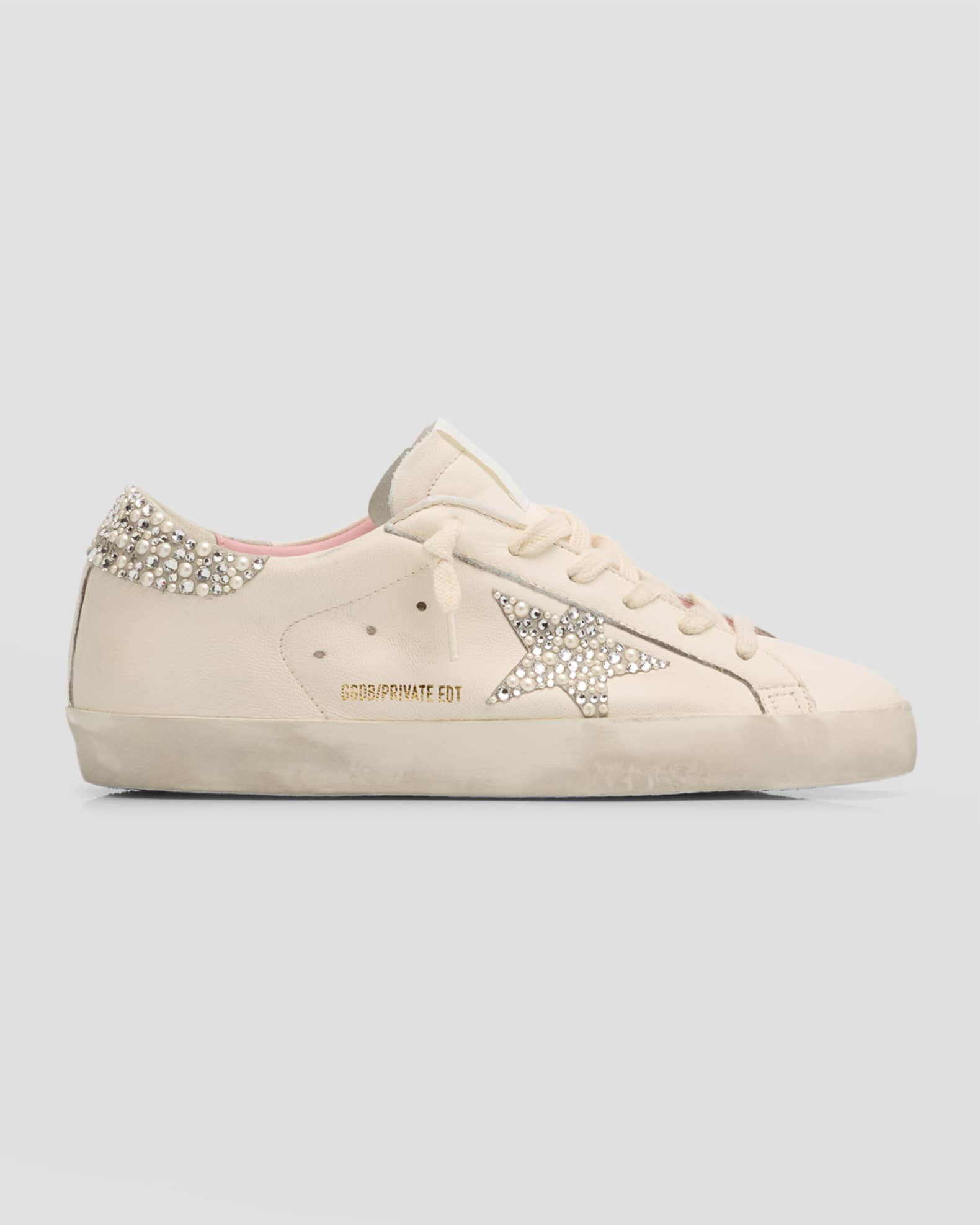 Golden Goose Superstar Swarovski Pearly Leather Low-Top Sneakers ...