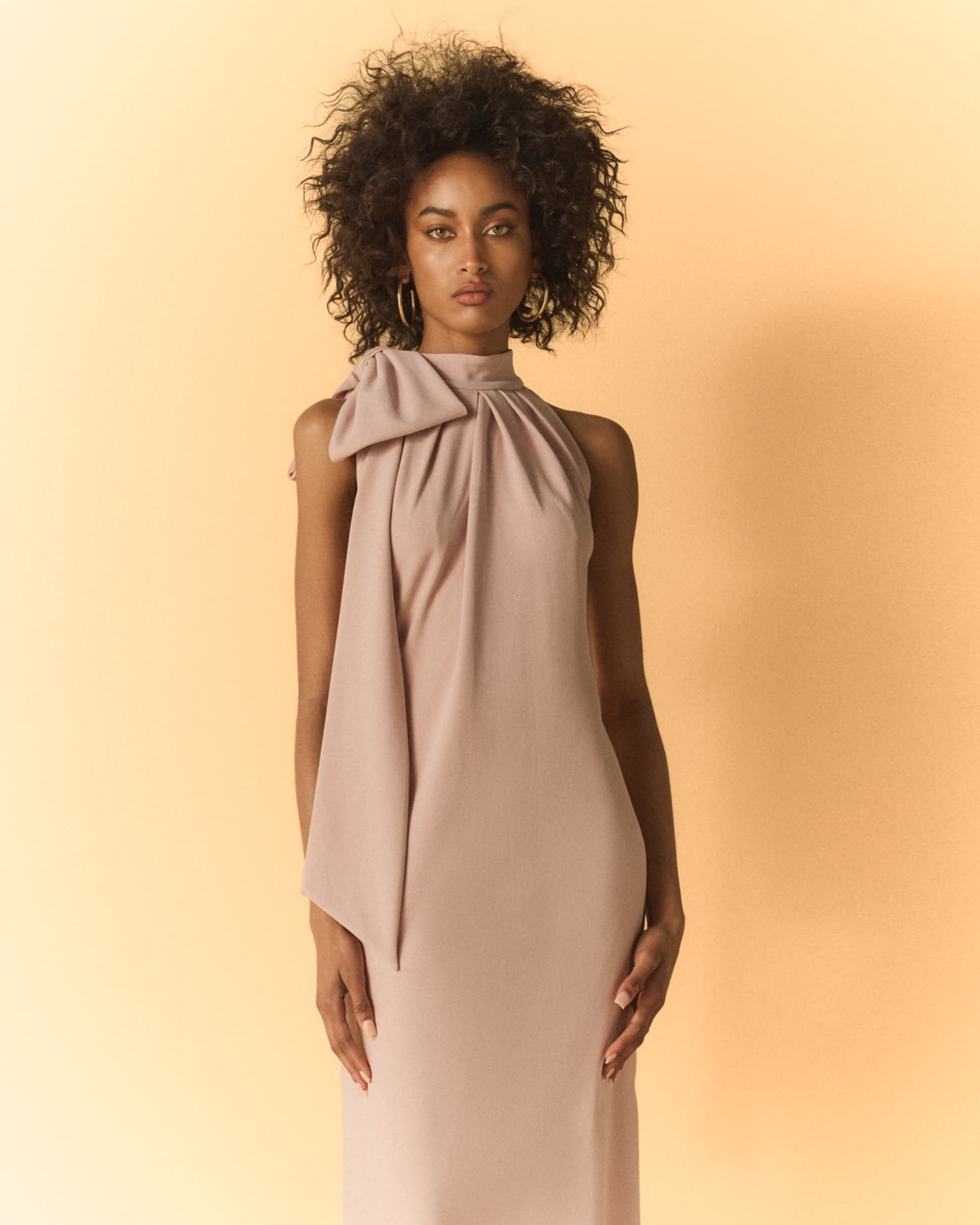 ＊TadashiShoji Sleeveless Mock-Neck Bow Crepe Gown Tadashi Shoji Sleeveless Mock-Neck Bow Crepe Gown | Neiman