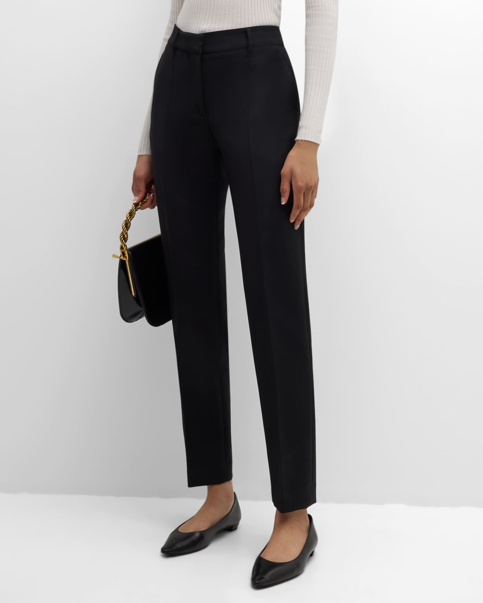 Francisco Mid-Rise Straight-Leg Crepe Pants 1