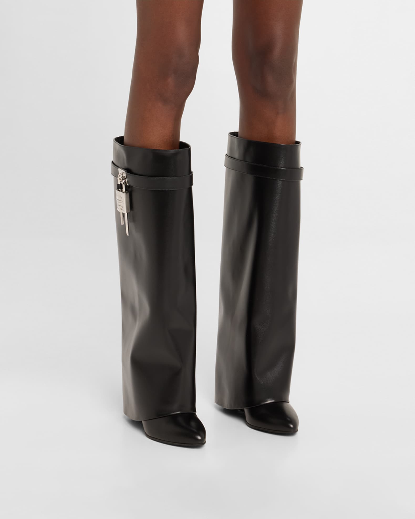 Shark Lock Wide Leather Boots 1