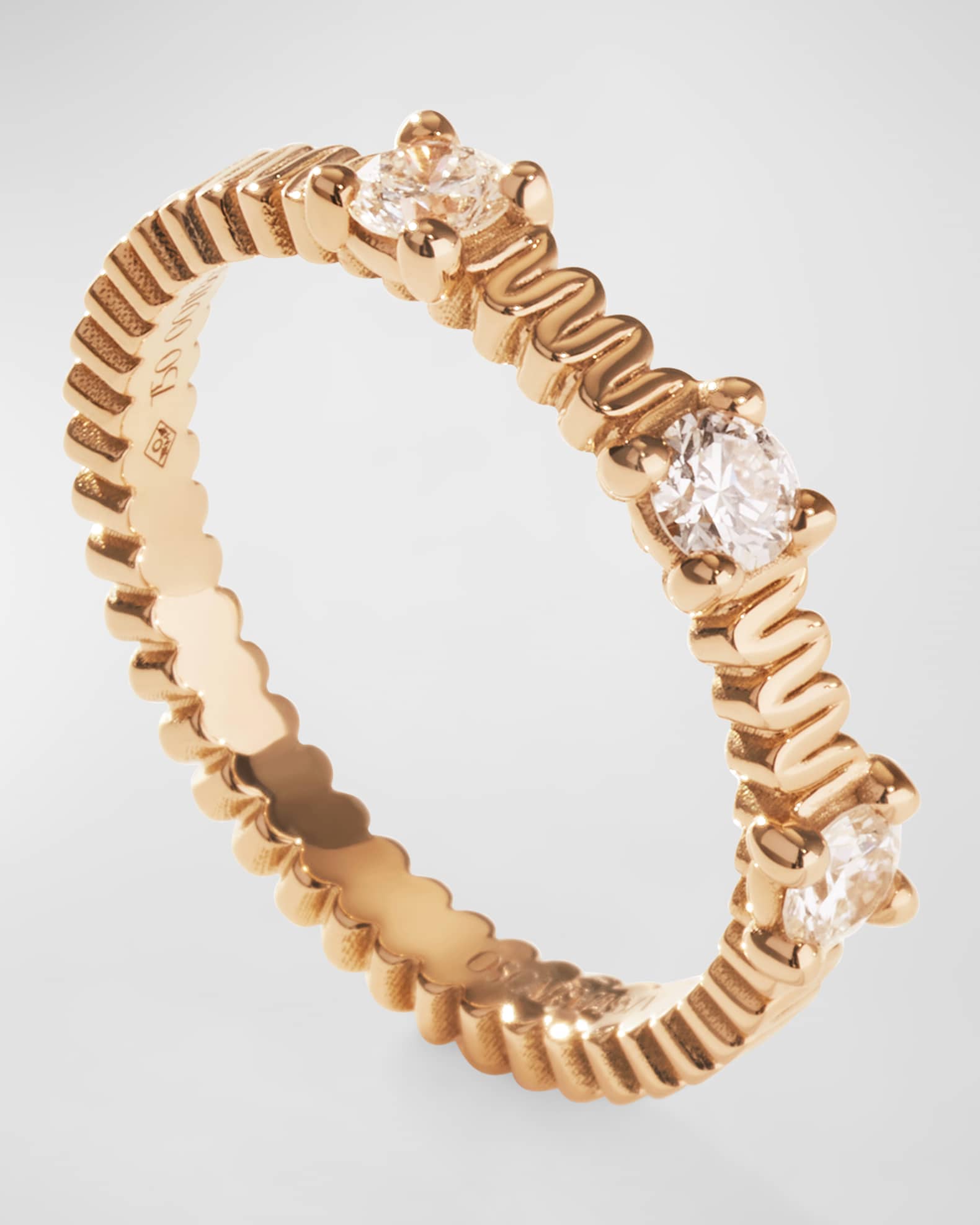 Oscar Massin Beaded 18K Recycled Yellow Gold and Lab Grown Diamond Ring