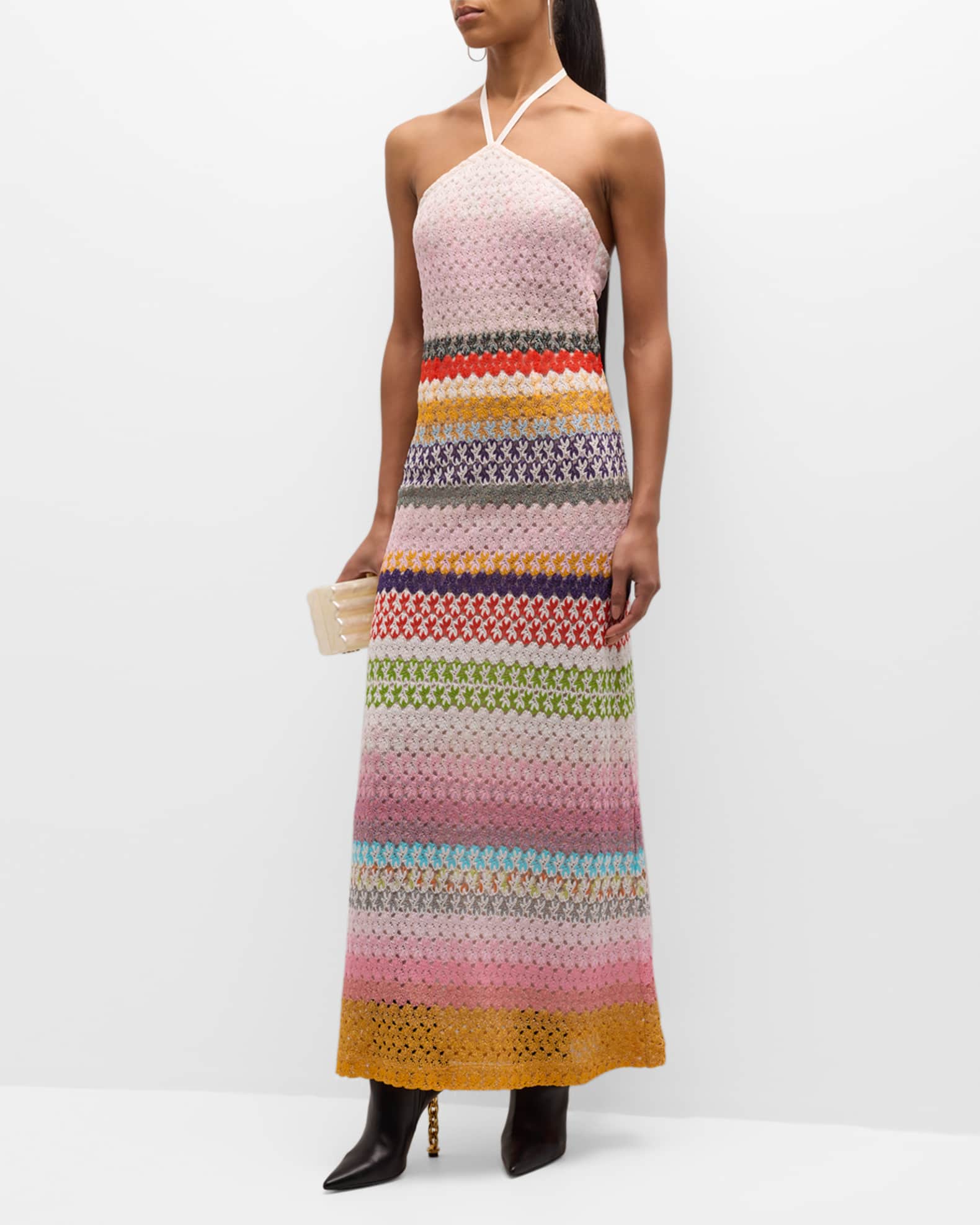Missoni Multicolor OpenKnit Halter Maxi Dress Neiman Marcus