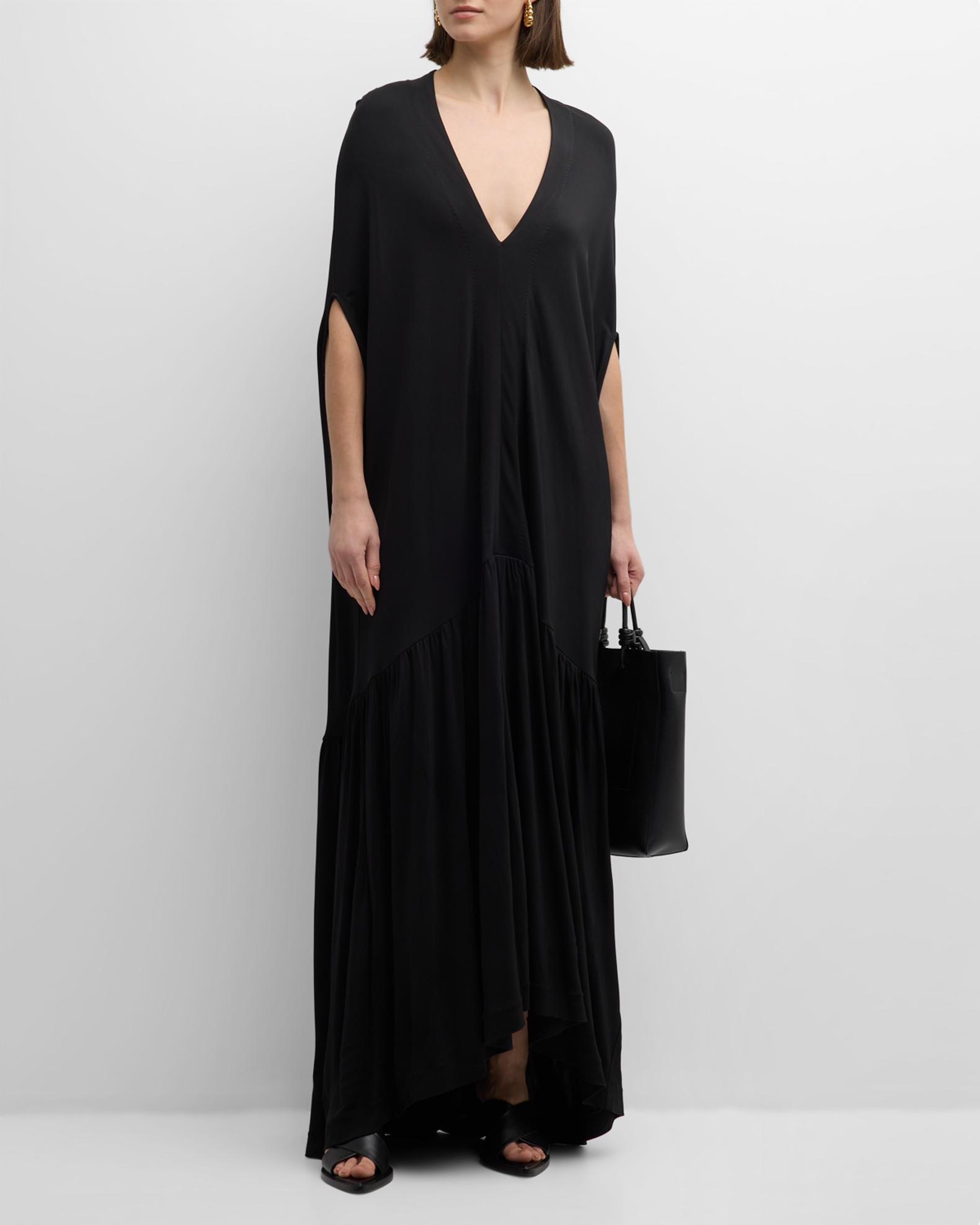 Women's Maxi Poncho Dress in Orchid Palm Turquoise