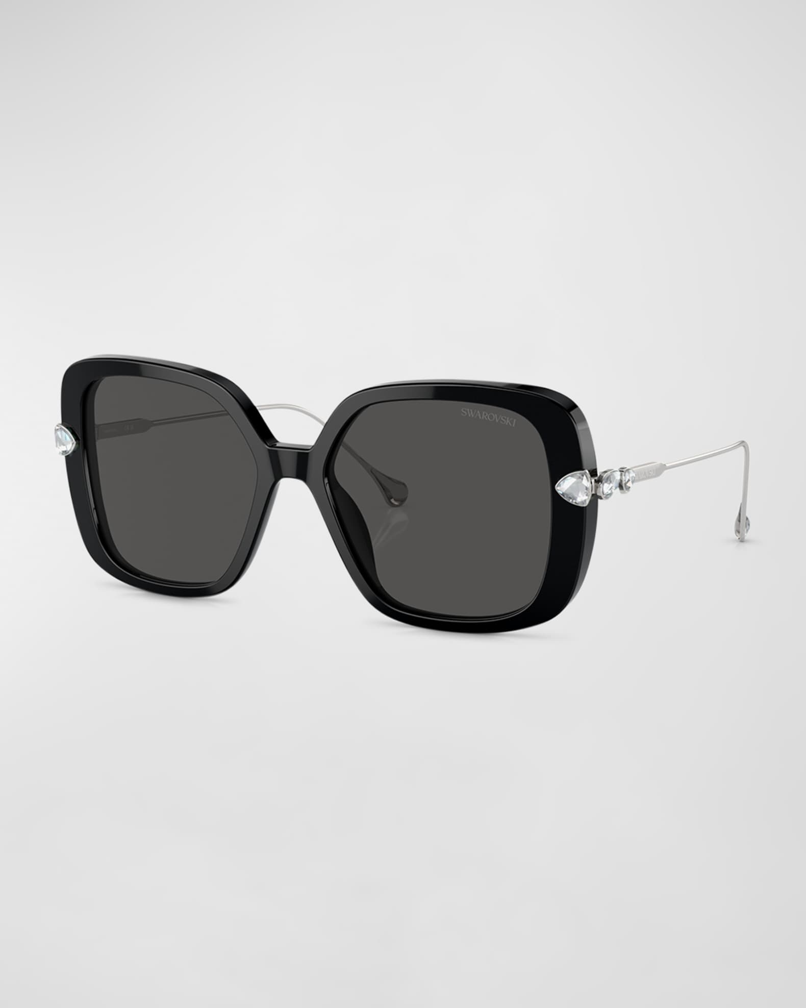 Swarovski Sk6002 Oval-frame Gem-embellished Acetate Sunglasses in Black